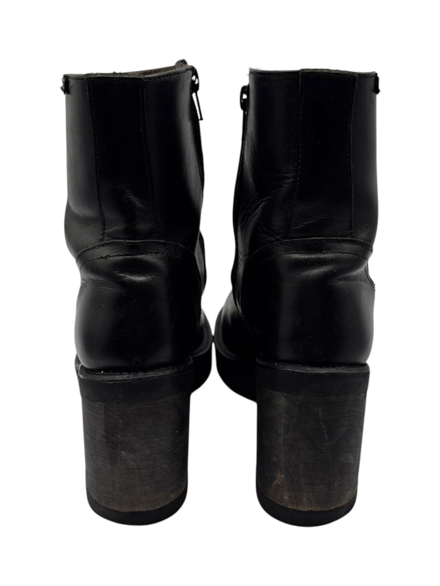Vintage Destroy black block platform leather boots