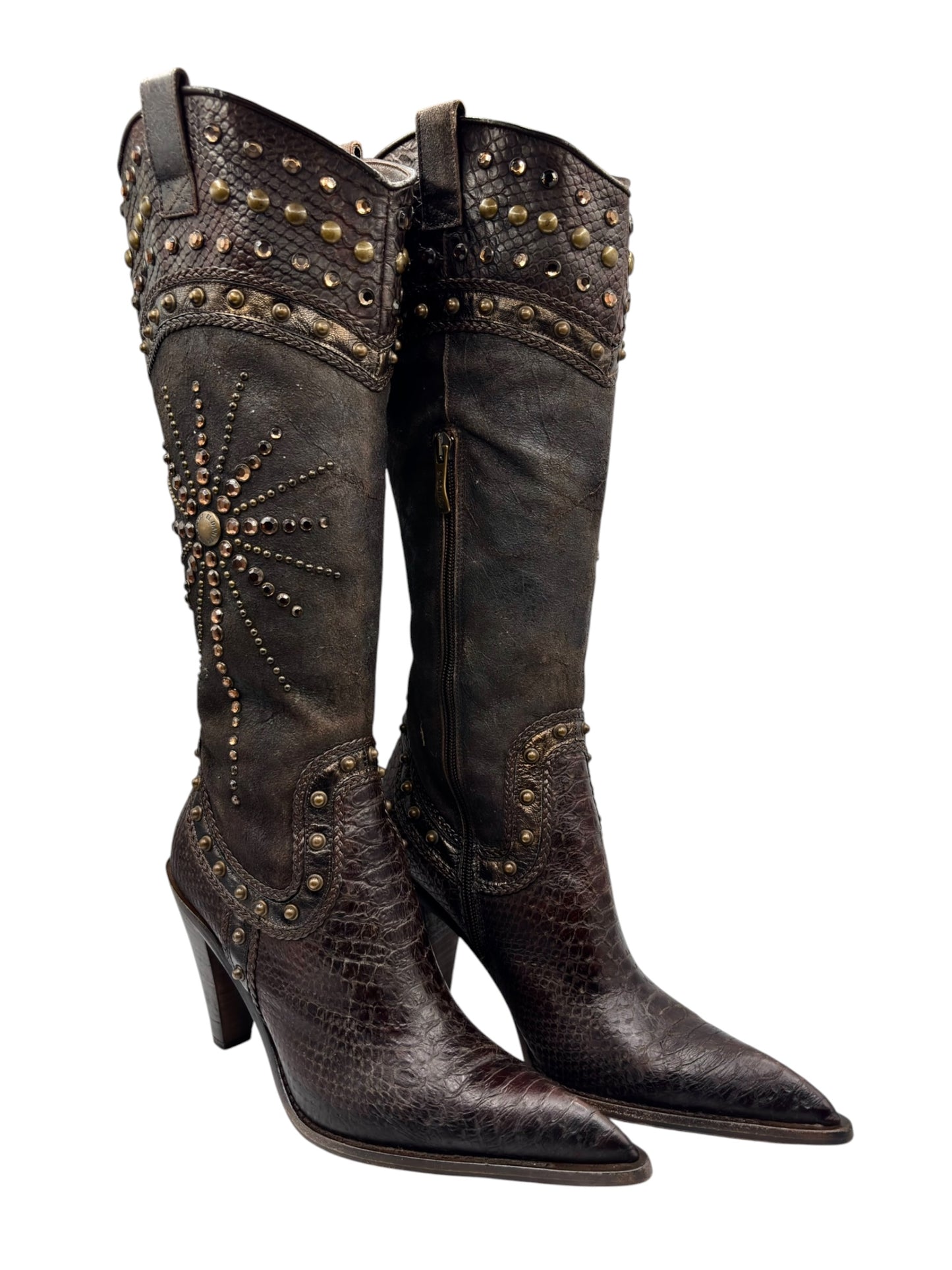 Beautiful vintage El Dantes knee high pointy gem boots