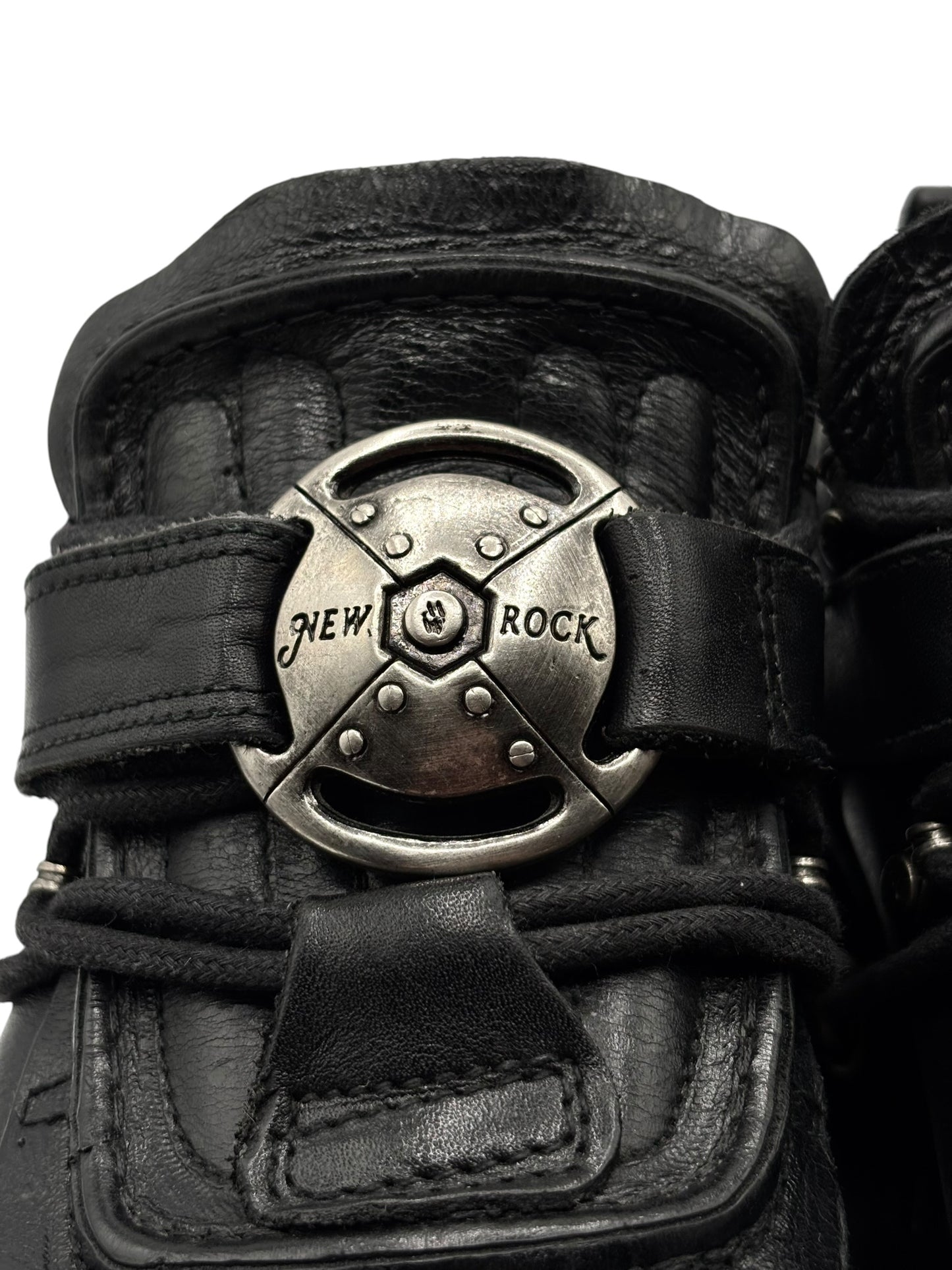 Vintage New Rock atom black leather platform boots