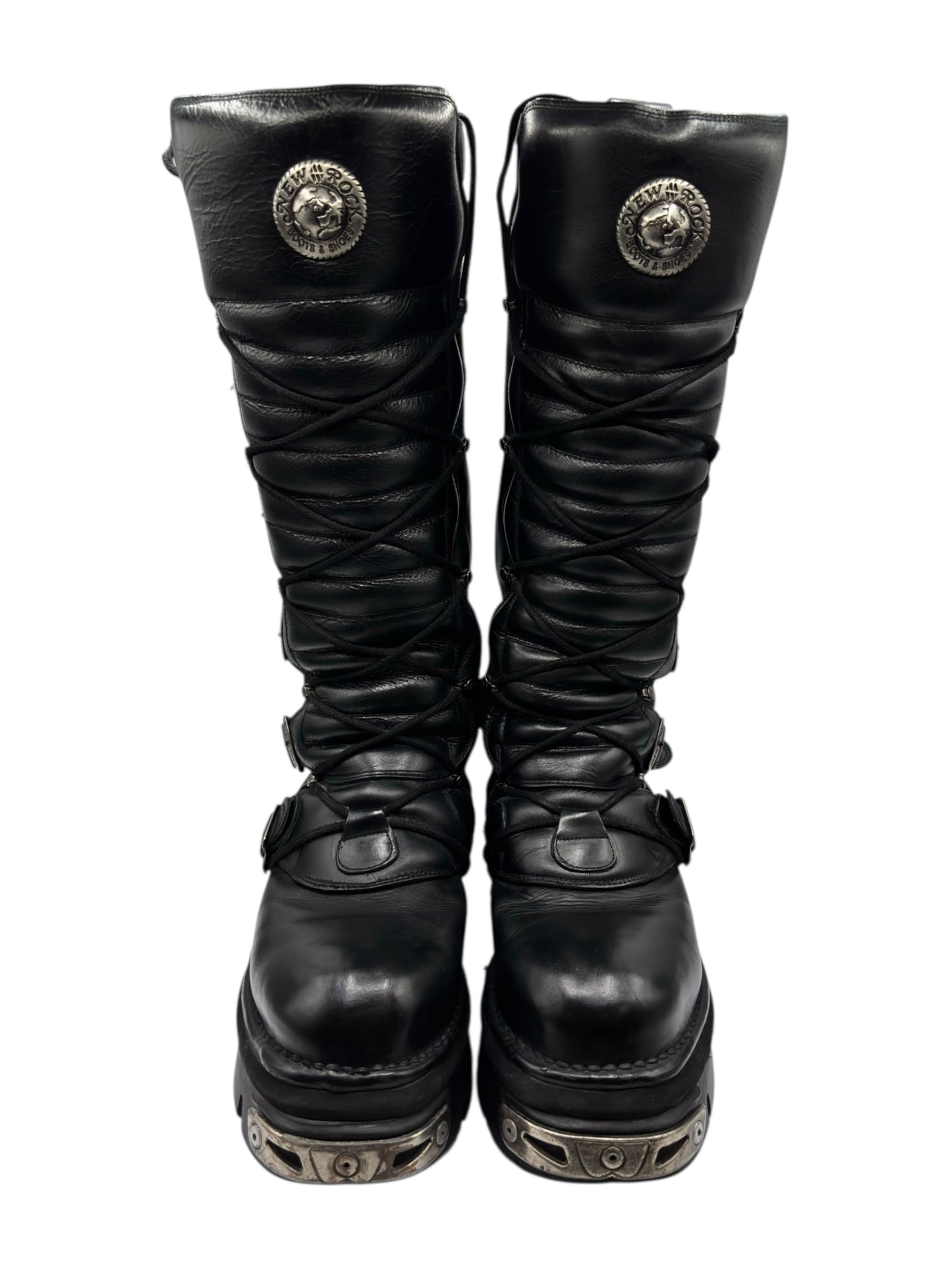 Vintage New Rock knee high reactor leather boots size 44