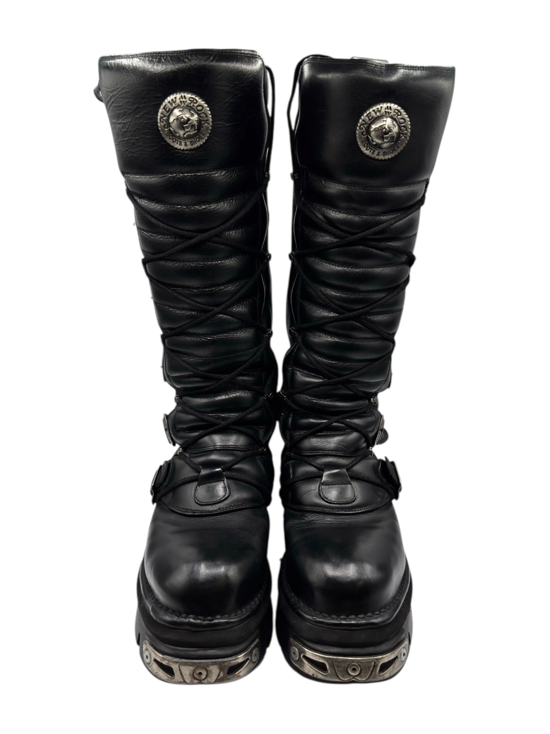 Vintage New Rock knee high reactor leather boots size 44