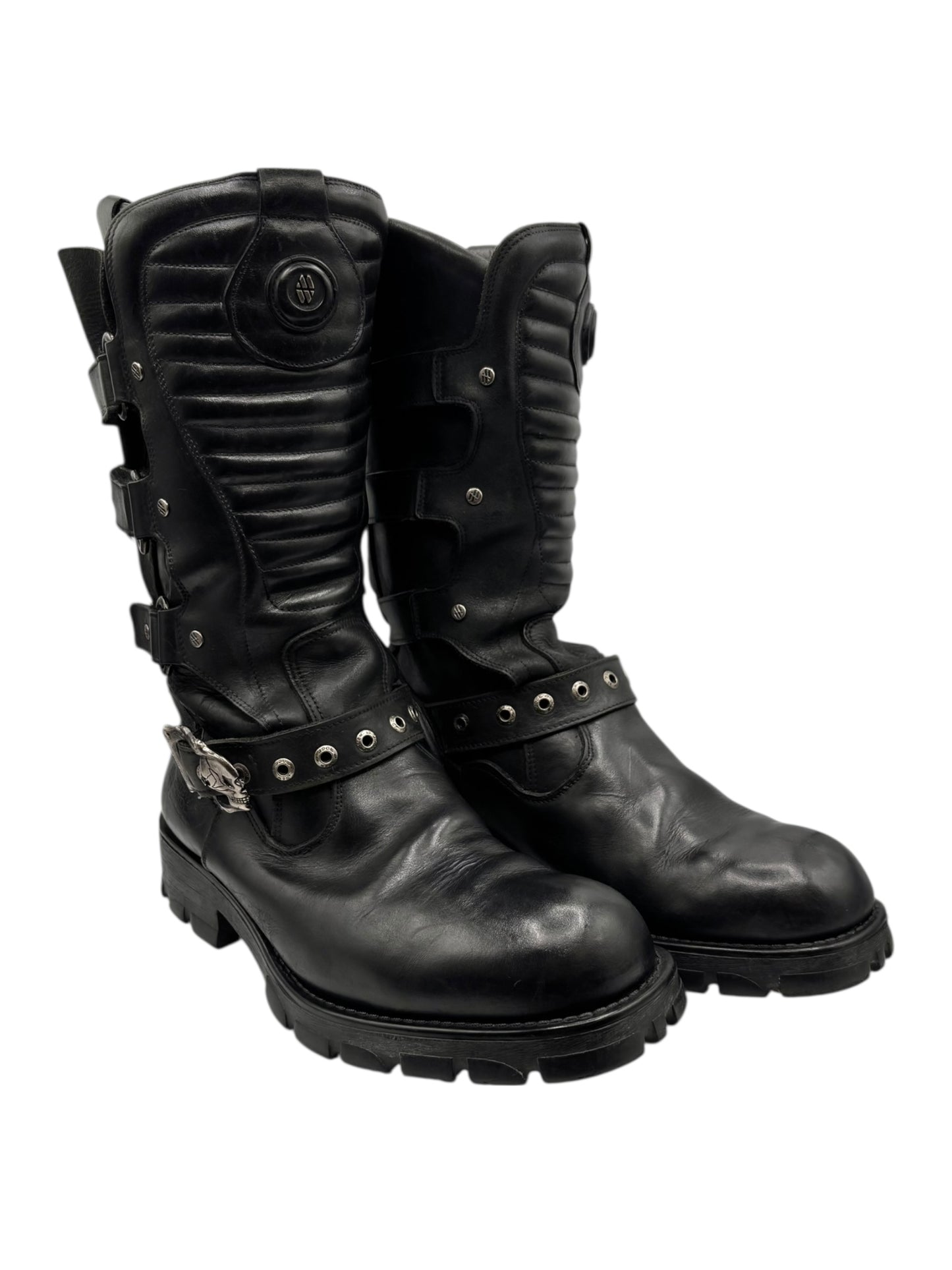 Vintage New Rock leather biker boots size 45