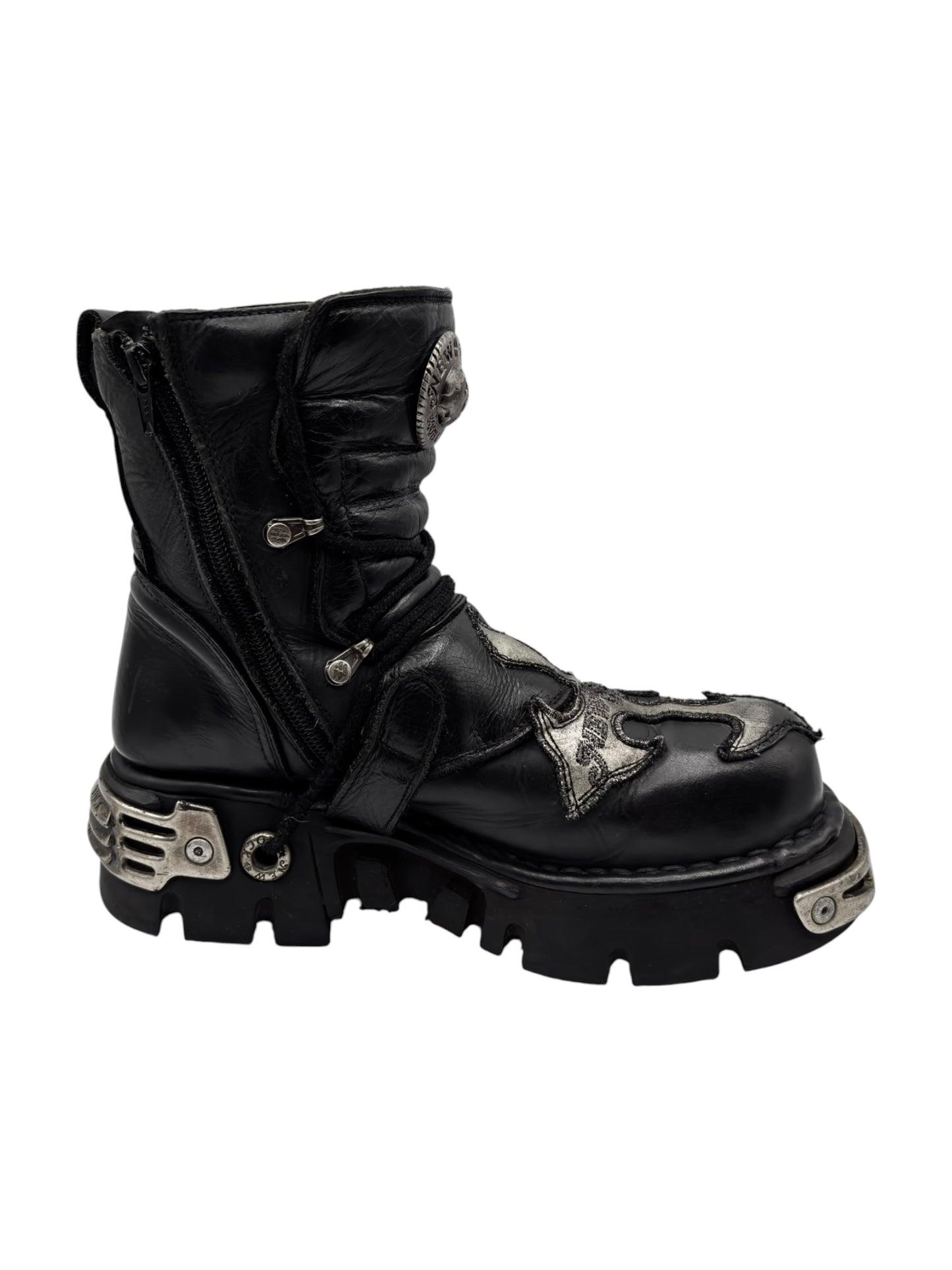 Vintage New Rock lace-up reactor leather platform boots