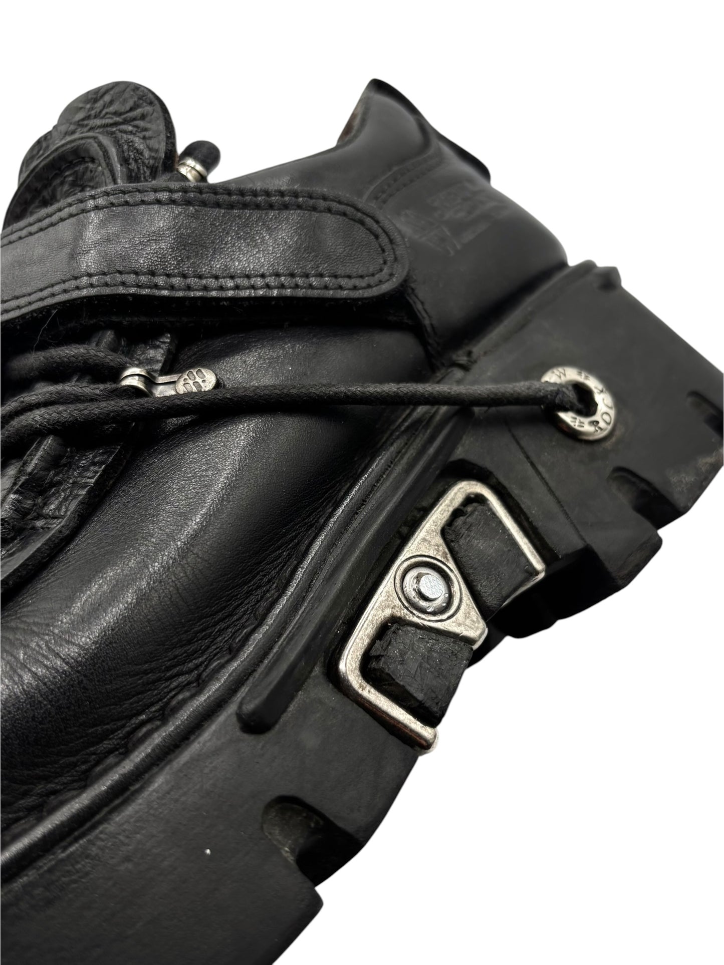 Vintage New Rock atom black leather platform boots