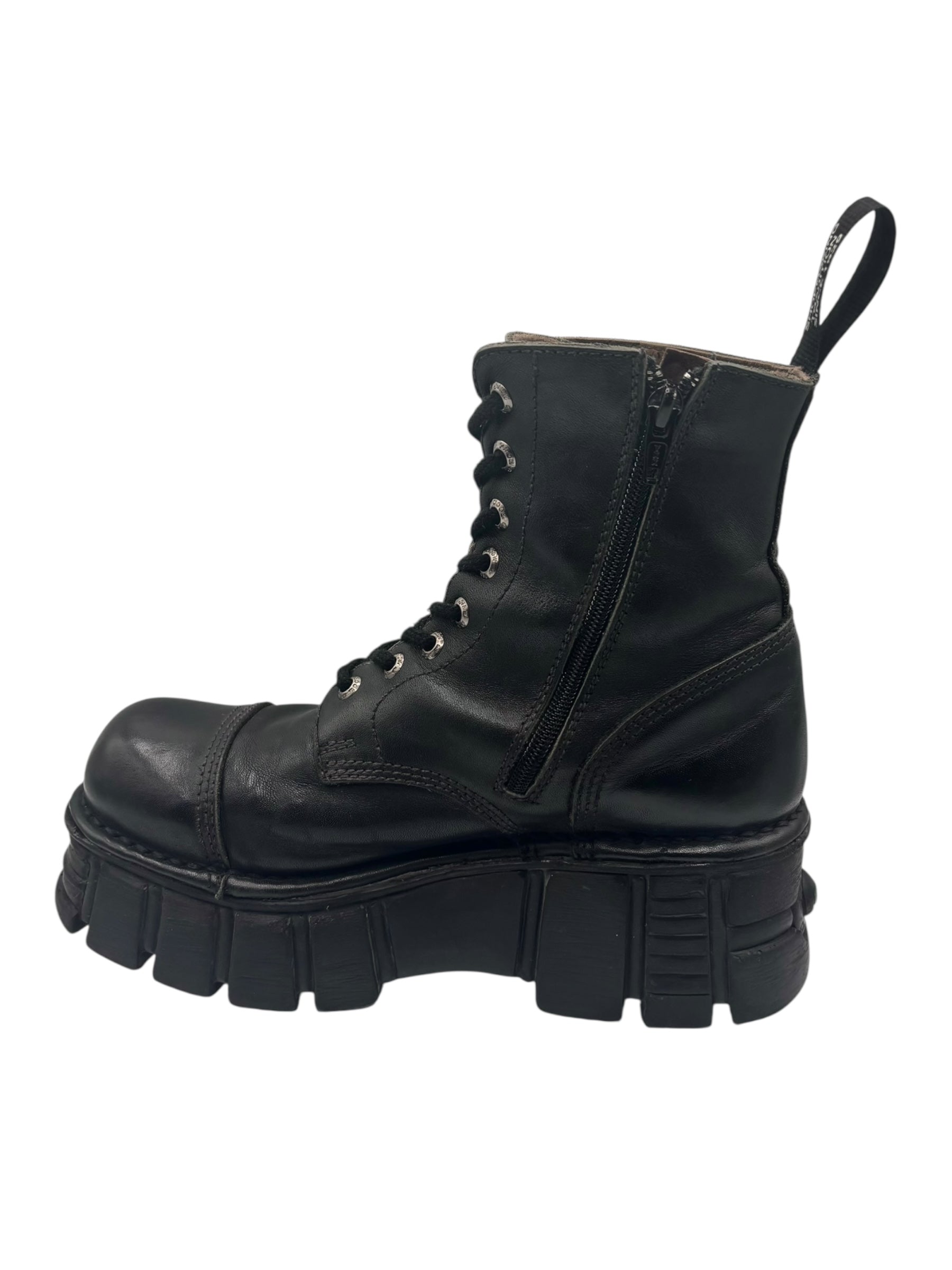 Vintage New Rock mili lace-up leather platform boots size 39