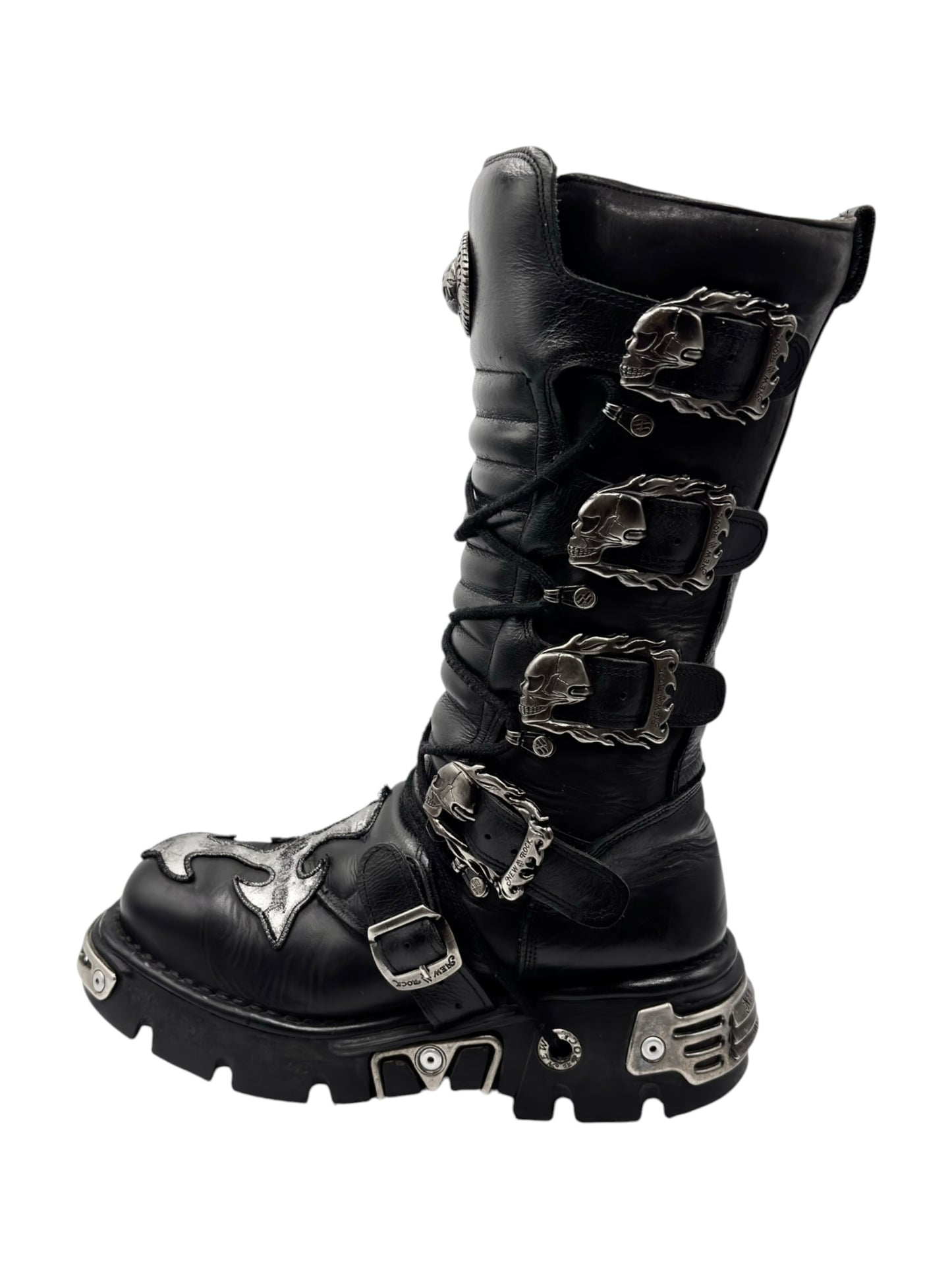 Vintage New Rock knee high cross reactor leather boots