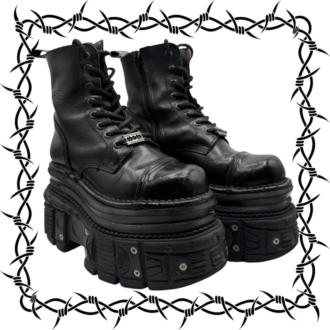 New Rock mega platform techno leather boots