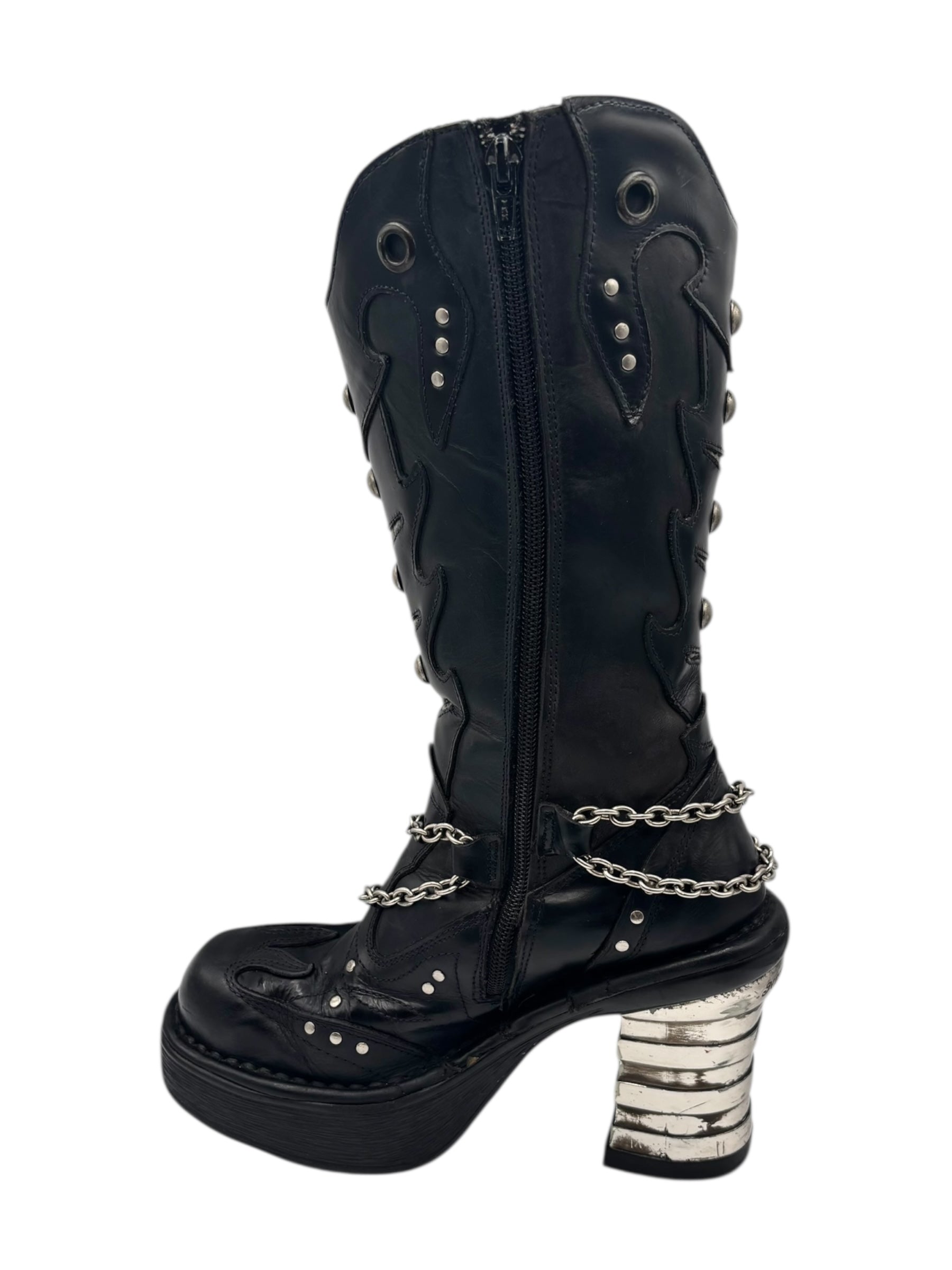 Vintage New Rock goth leather platform boots size 39