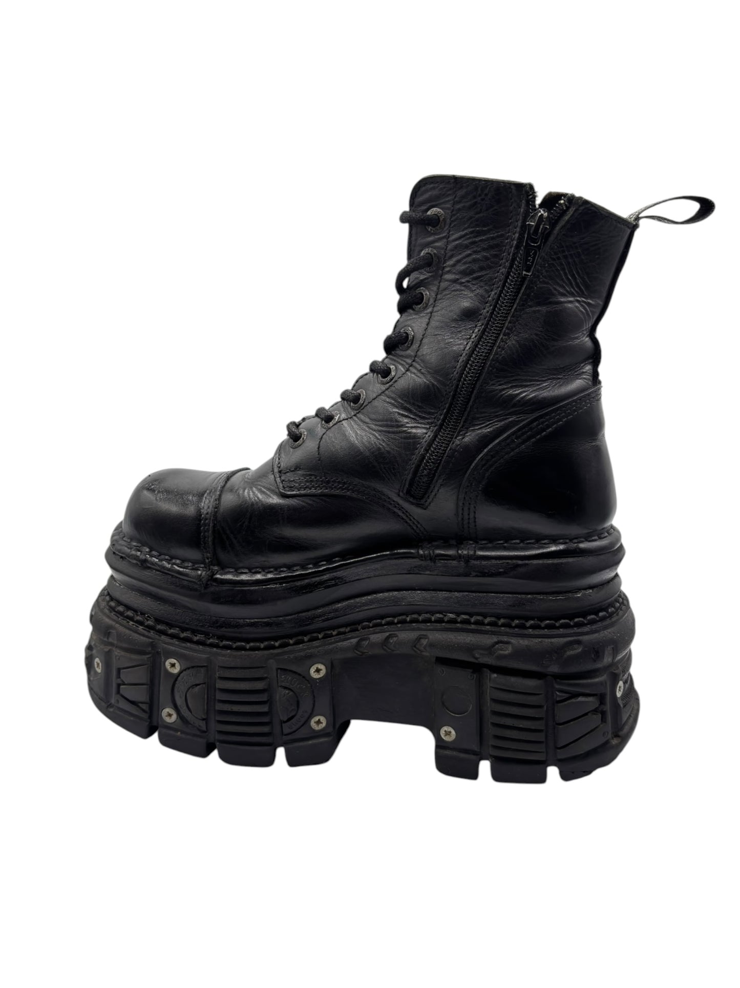New Rock mega platform techno leather boots