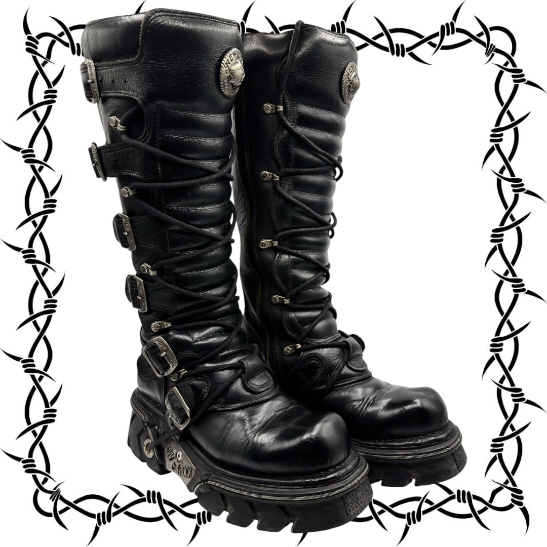Vintage New Rock knee high reactor leather boots