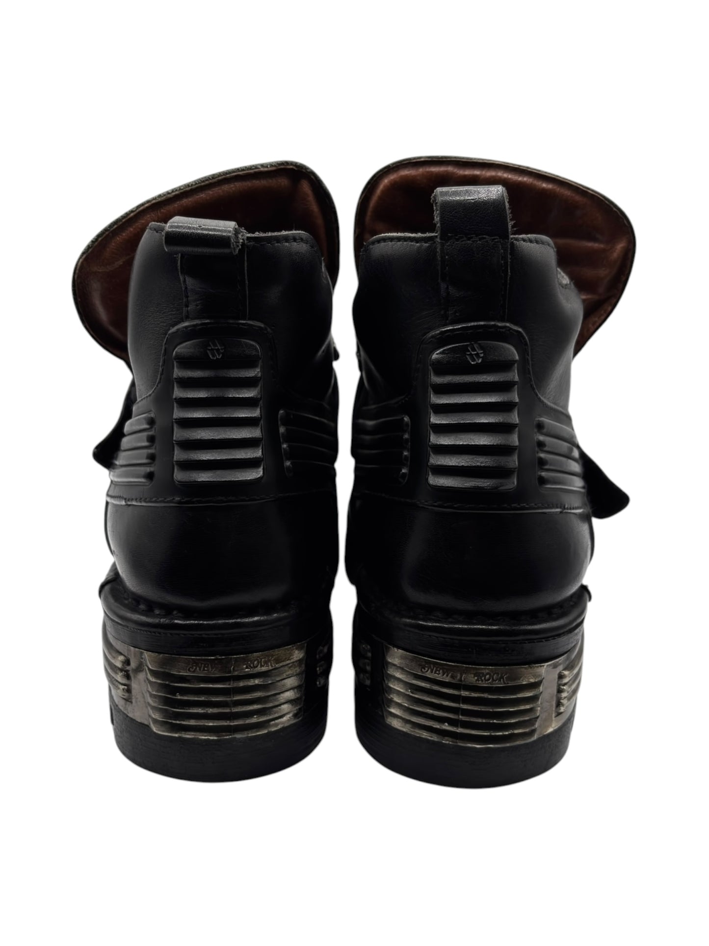 Vintage New Rock metal plate leather platform boots