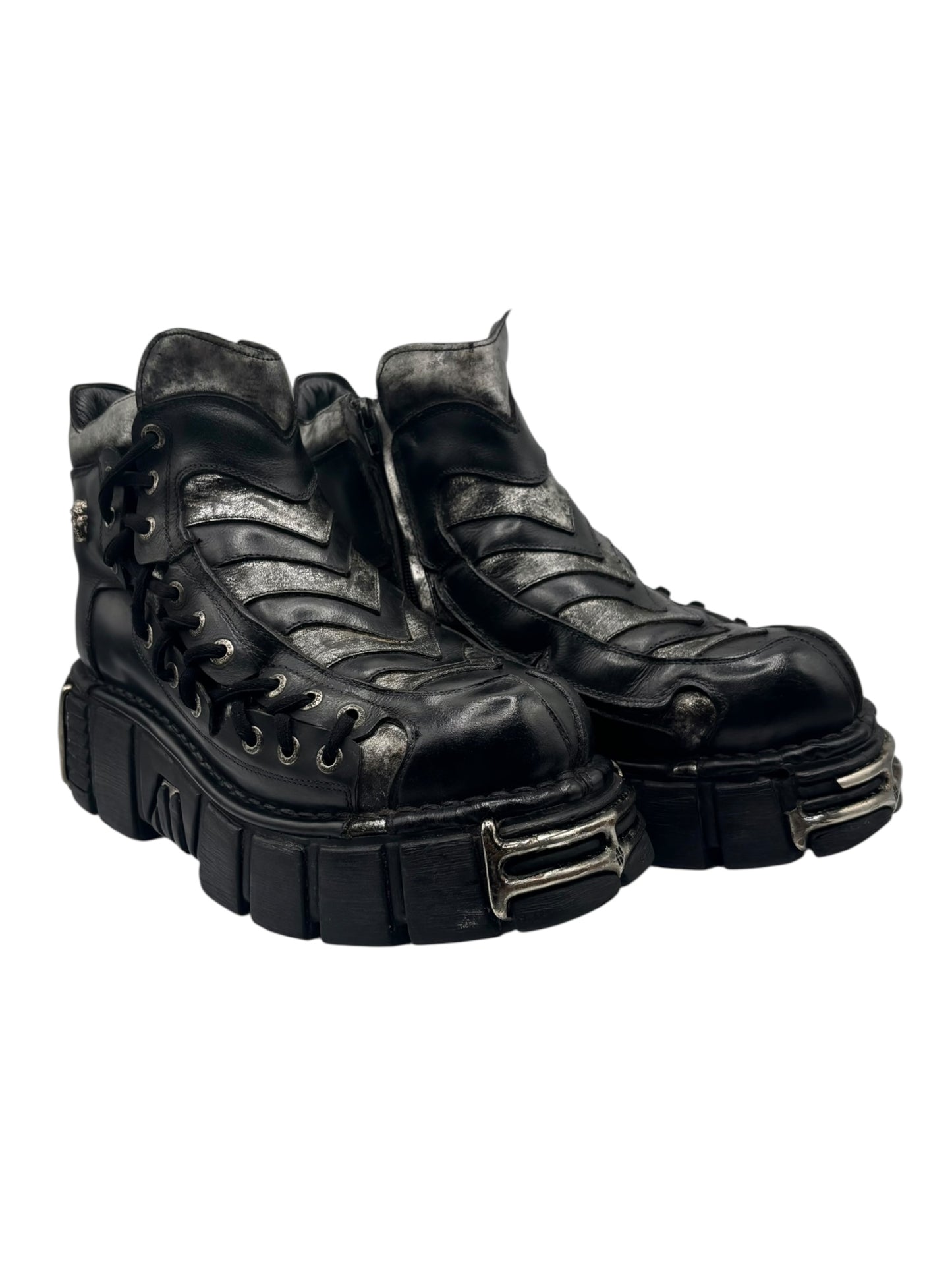 SUPER RARE vintage New Rock side lace platform boots size 44