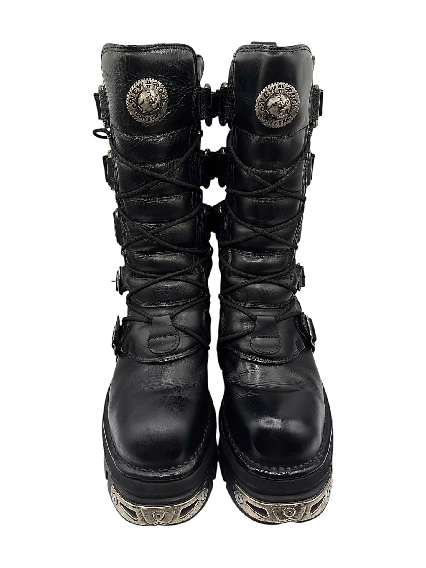 Vintage New Rock knee high reactor leather boots size 44