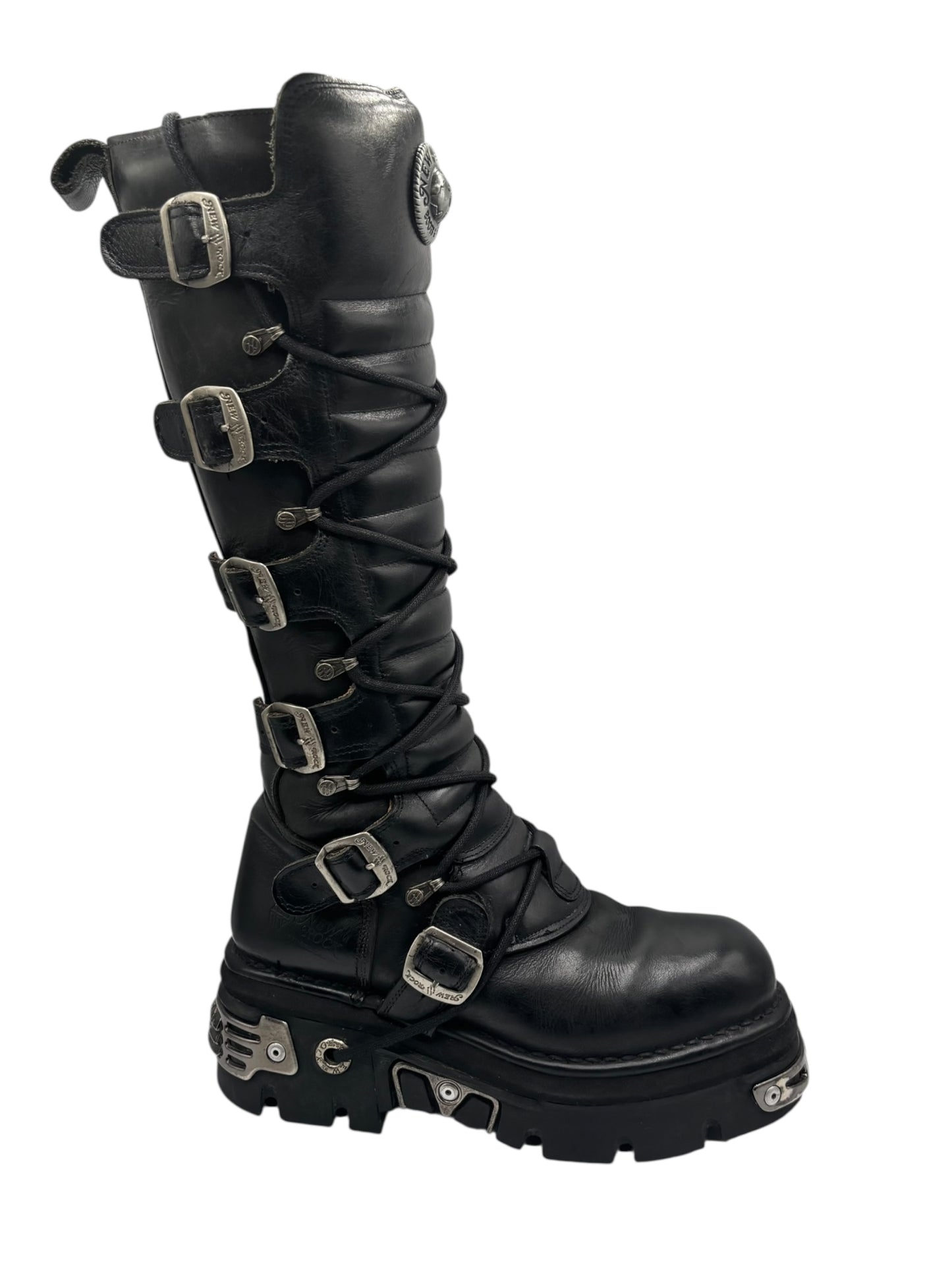Vintage New Rock knee high reactor leather boots size 42