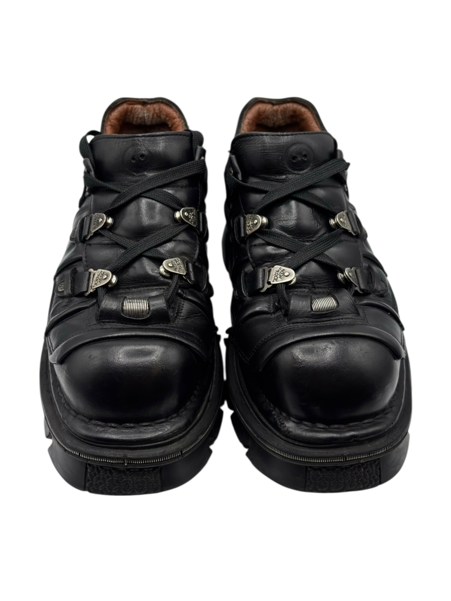 Vintage New Rock avant garde lace-up leather platform boots size 42