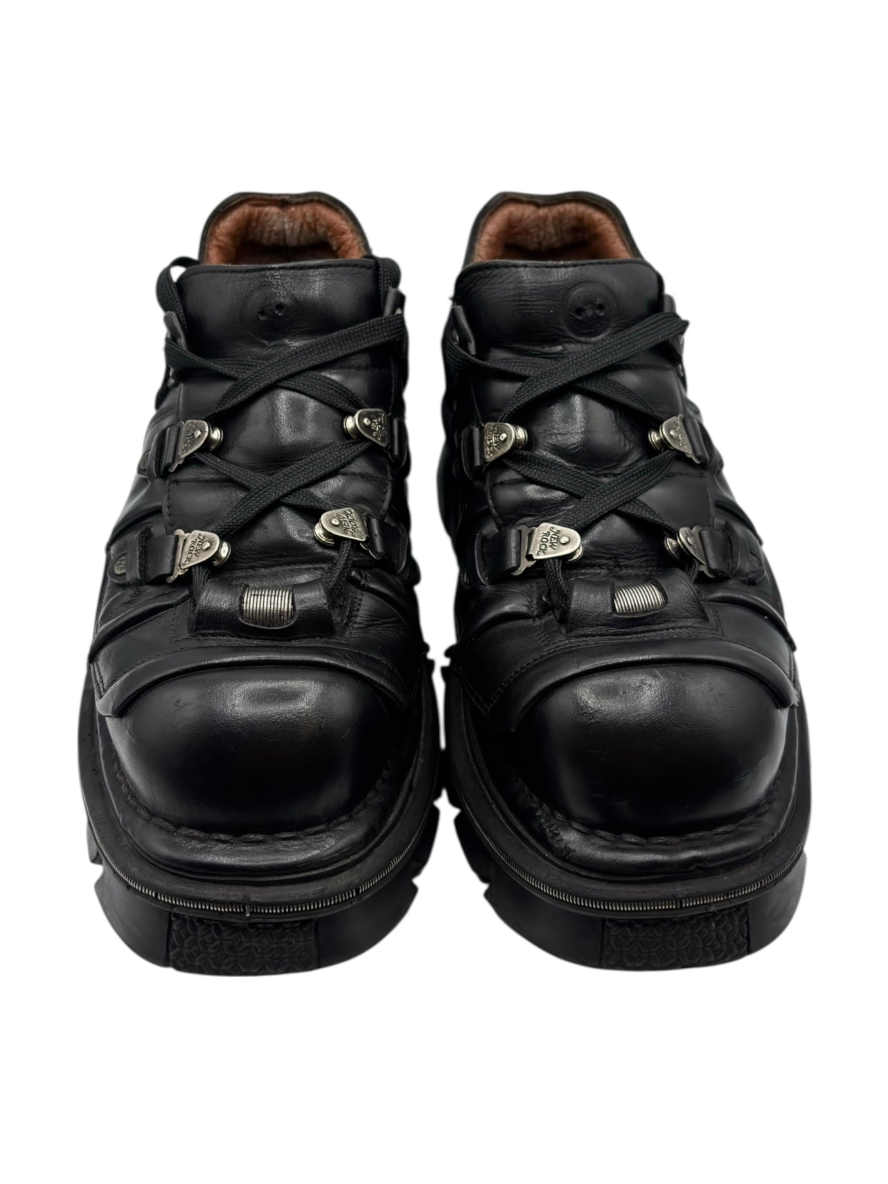 Vintage New Rock avant garde lace-up leather platform boots size 42