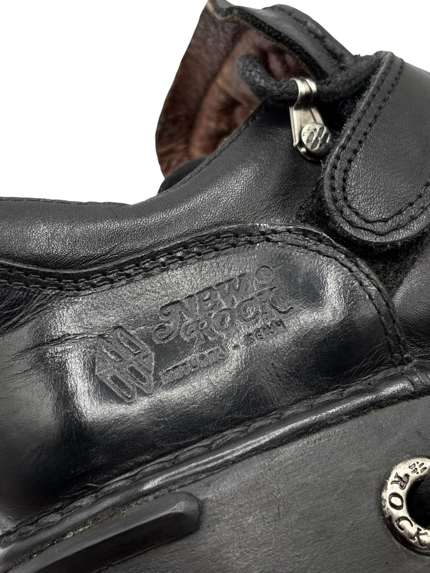 Vintage New Rock atom black leather platform boots