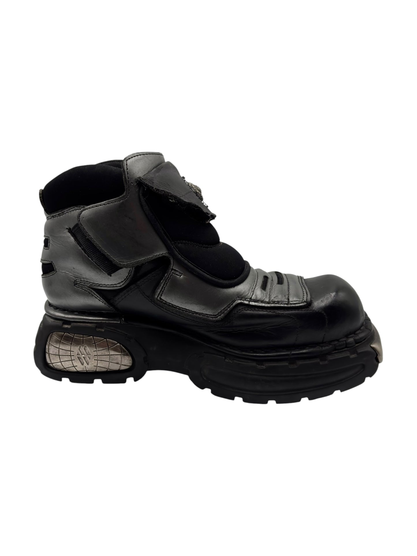 Vintage New Rock atom black leather platform boots