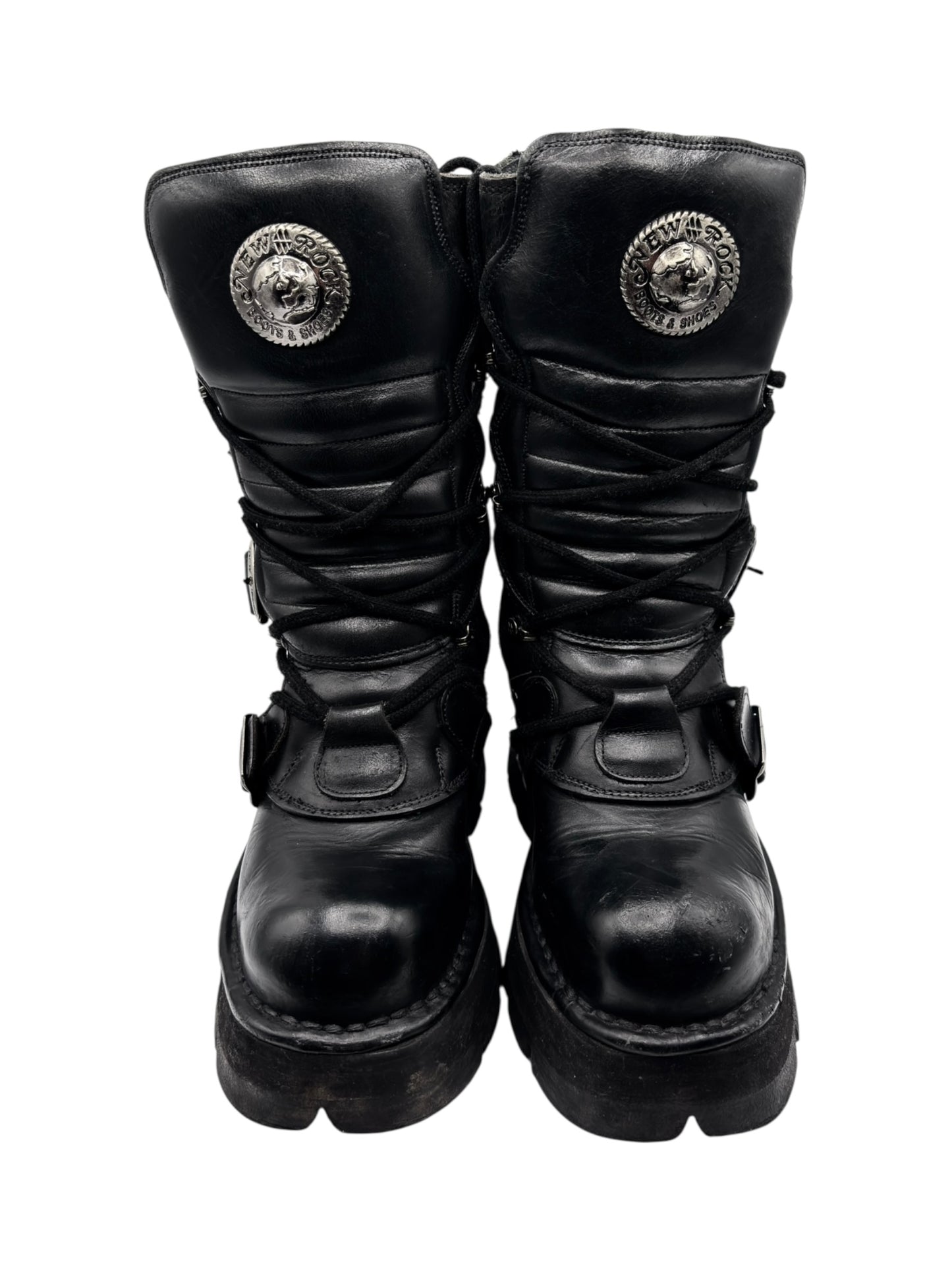 Vintage New Rock raised heel leather boots size 37