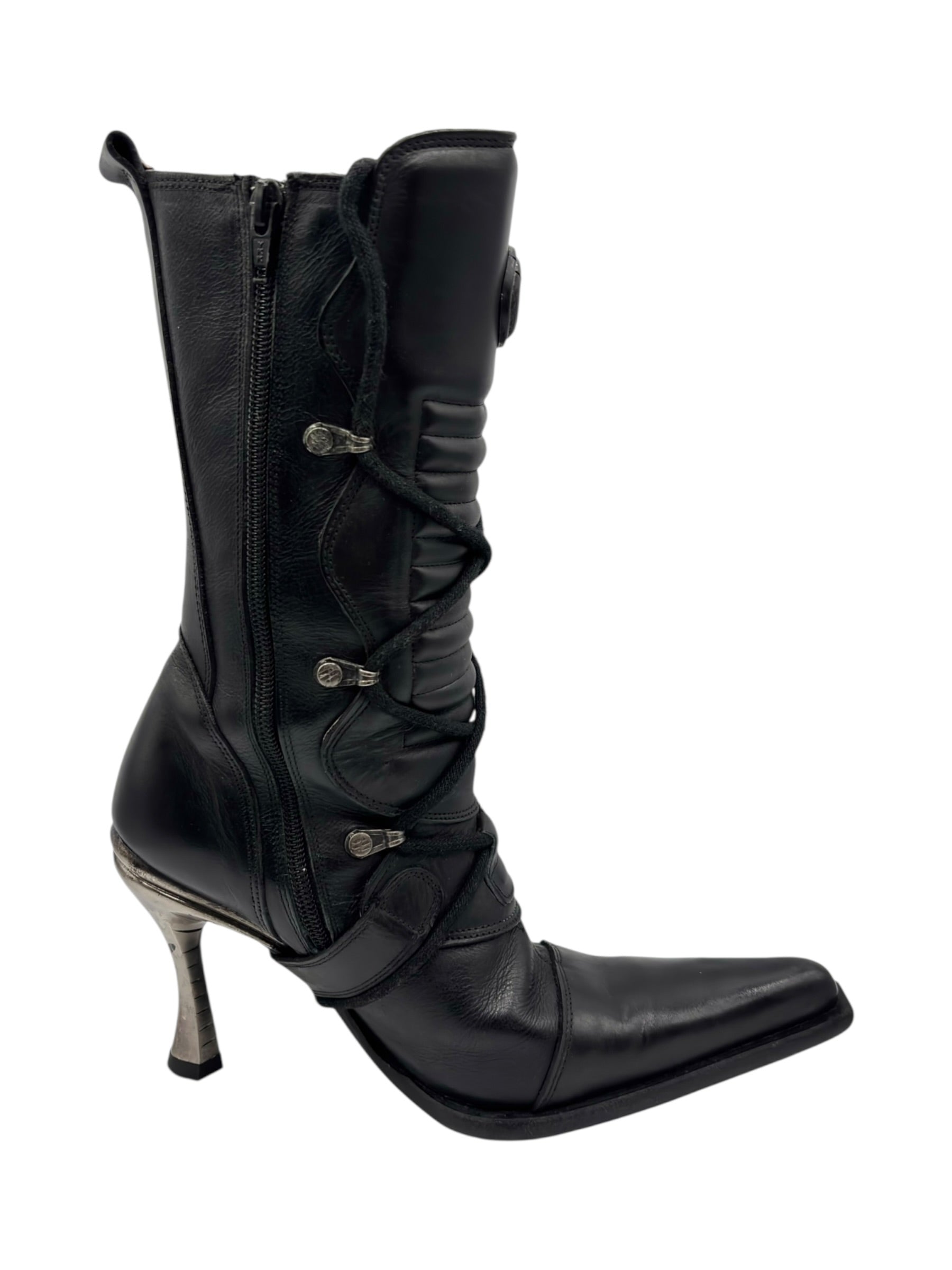 Vintage New Rock biker heels size 38