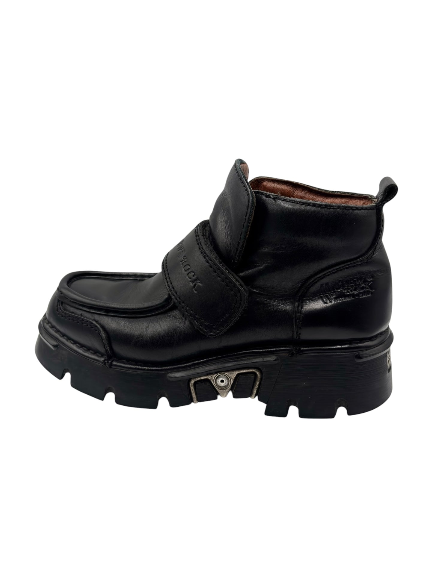 Vintage New Rock leather velcro strap platform boots