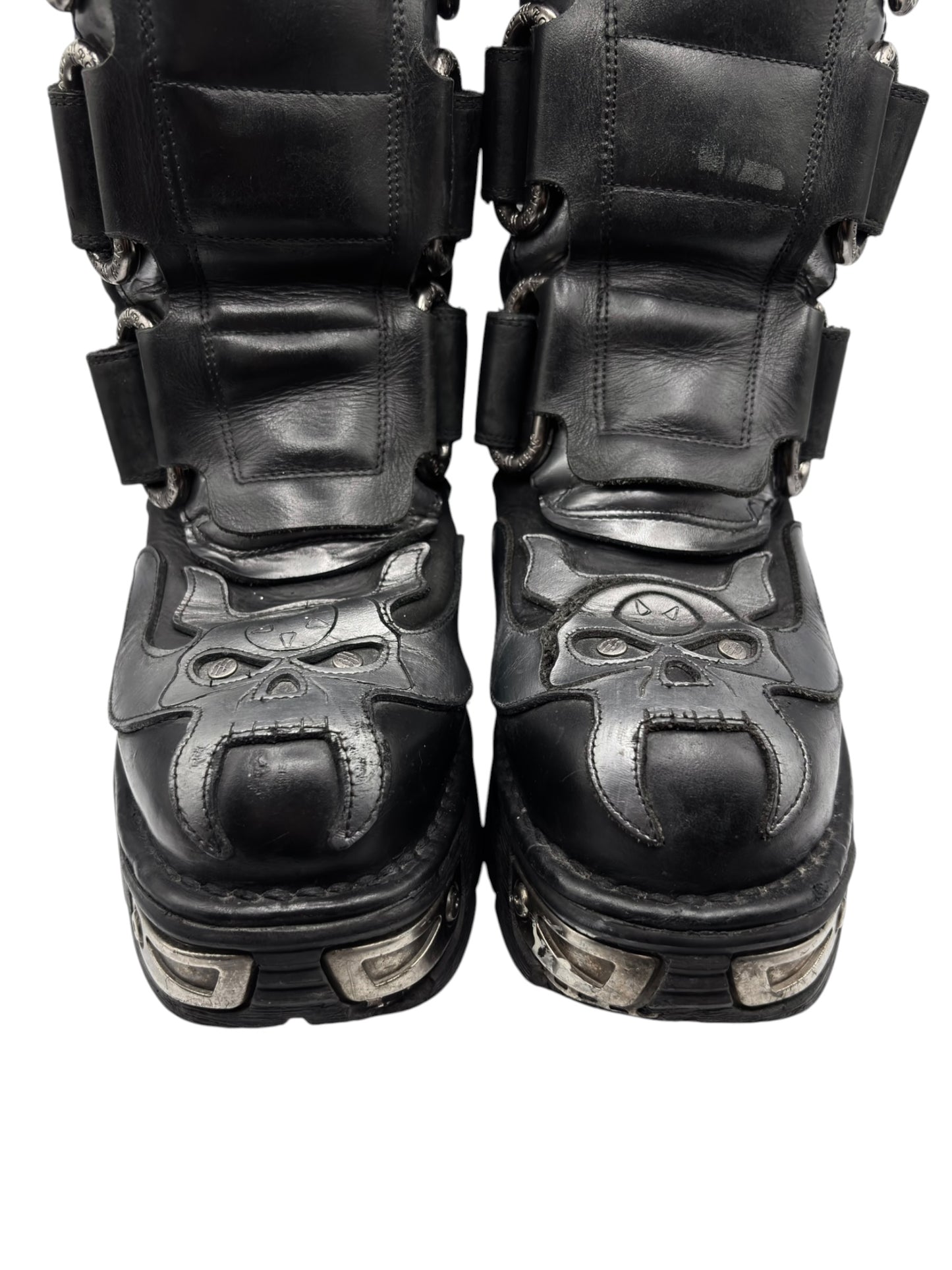 Vintage New Rock mid-calf grey demon reactor leather boots