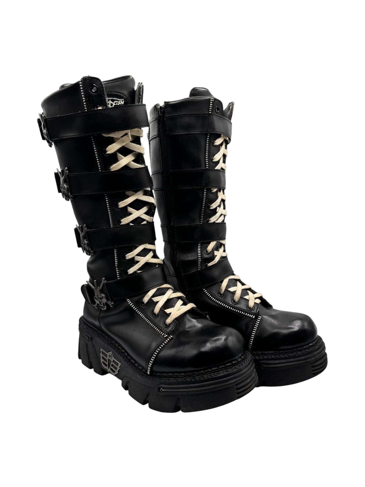 Vintage Mad Fish knee high platform leather boots