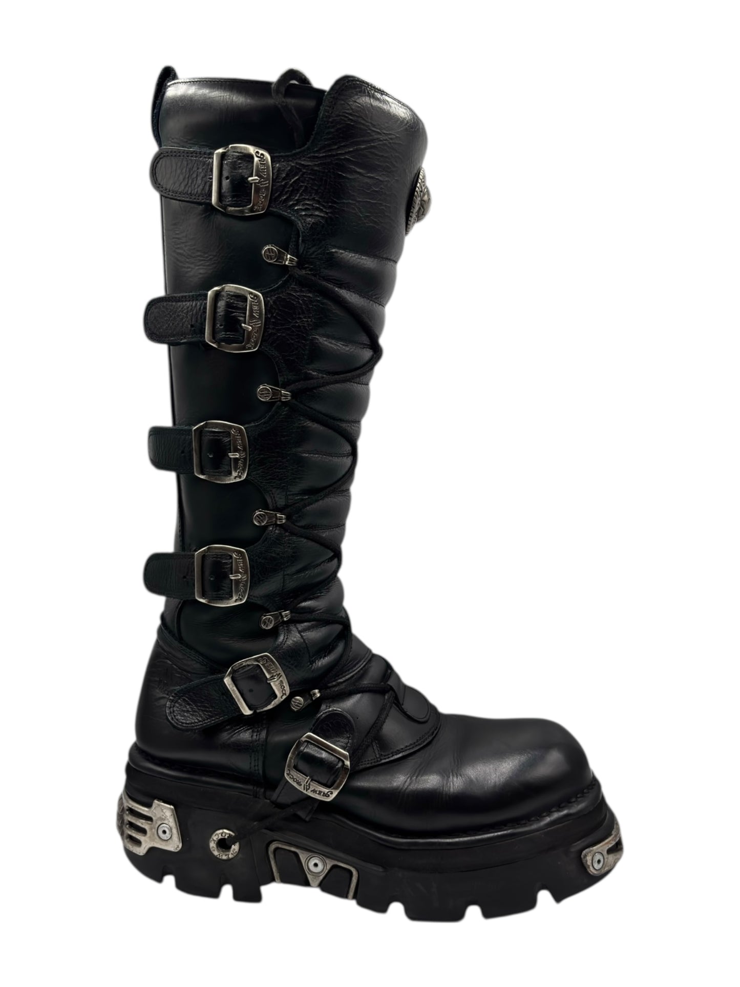Vintage New Rock knee high reactor leather boots size 44