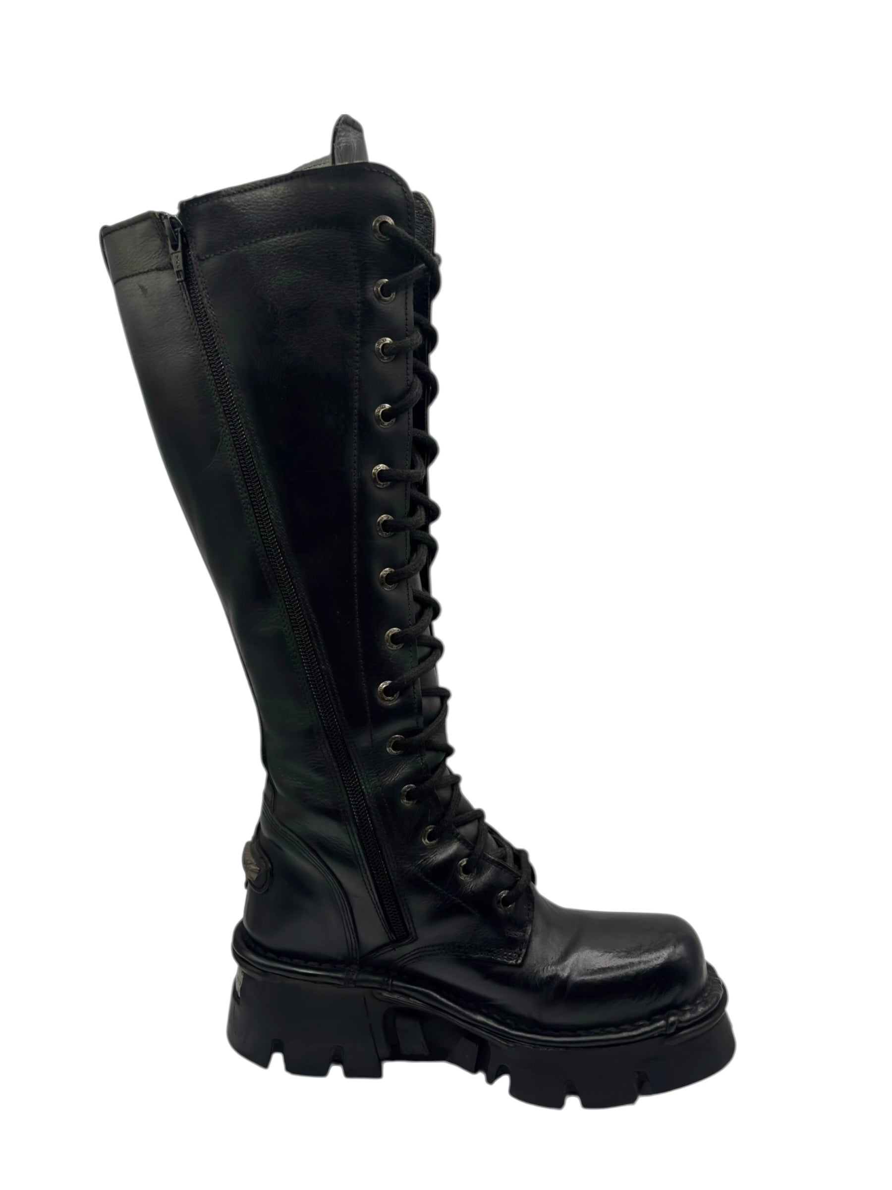 Vintage New Rock leather knee-high leather boots size 38