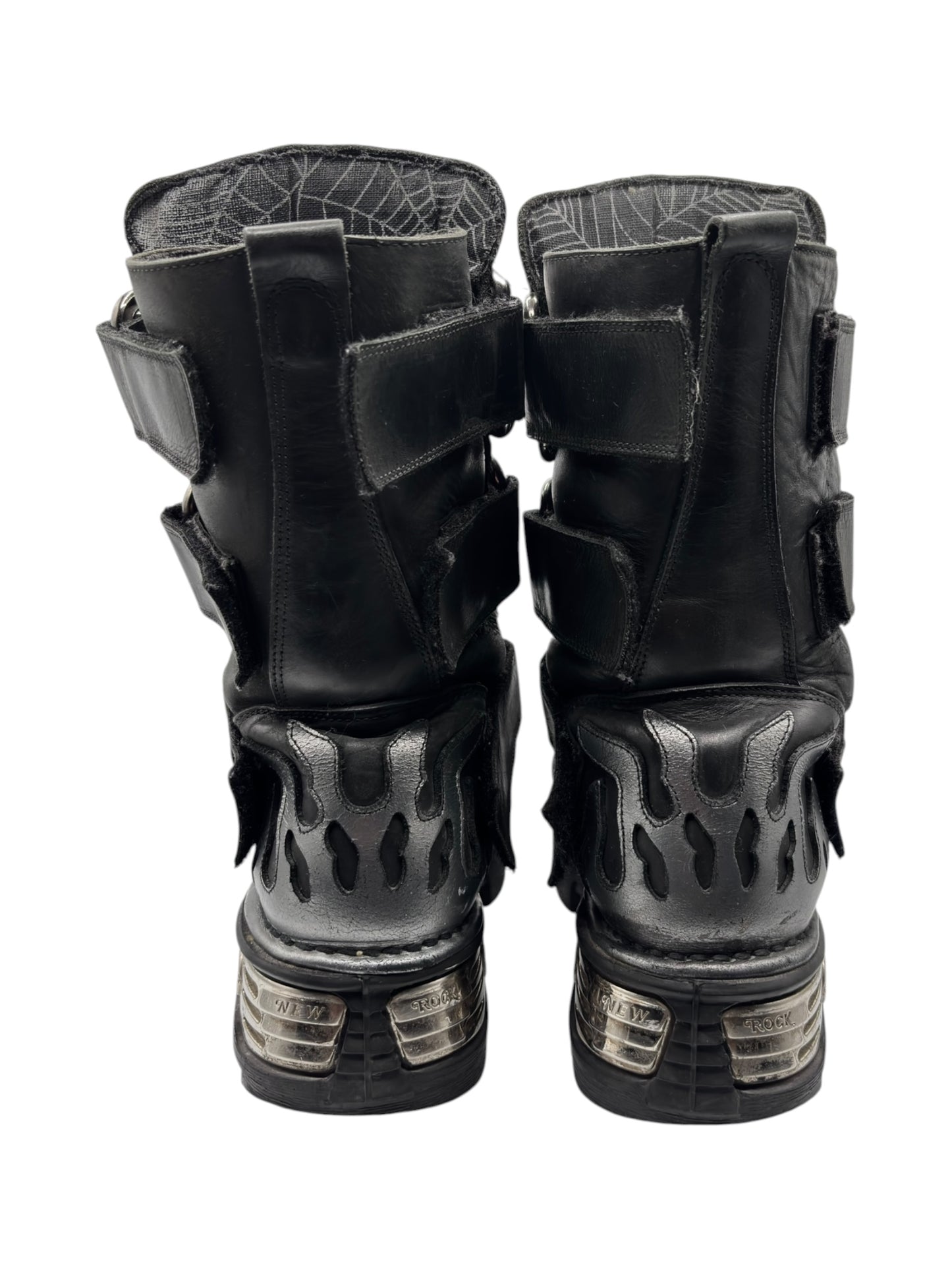 Vintage New Rock mid-calf grey demon reactor leather boots