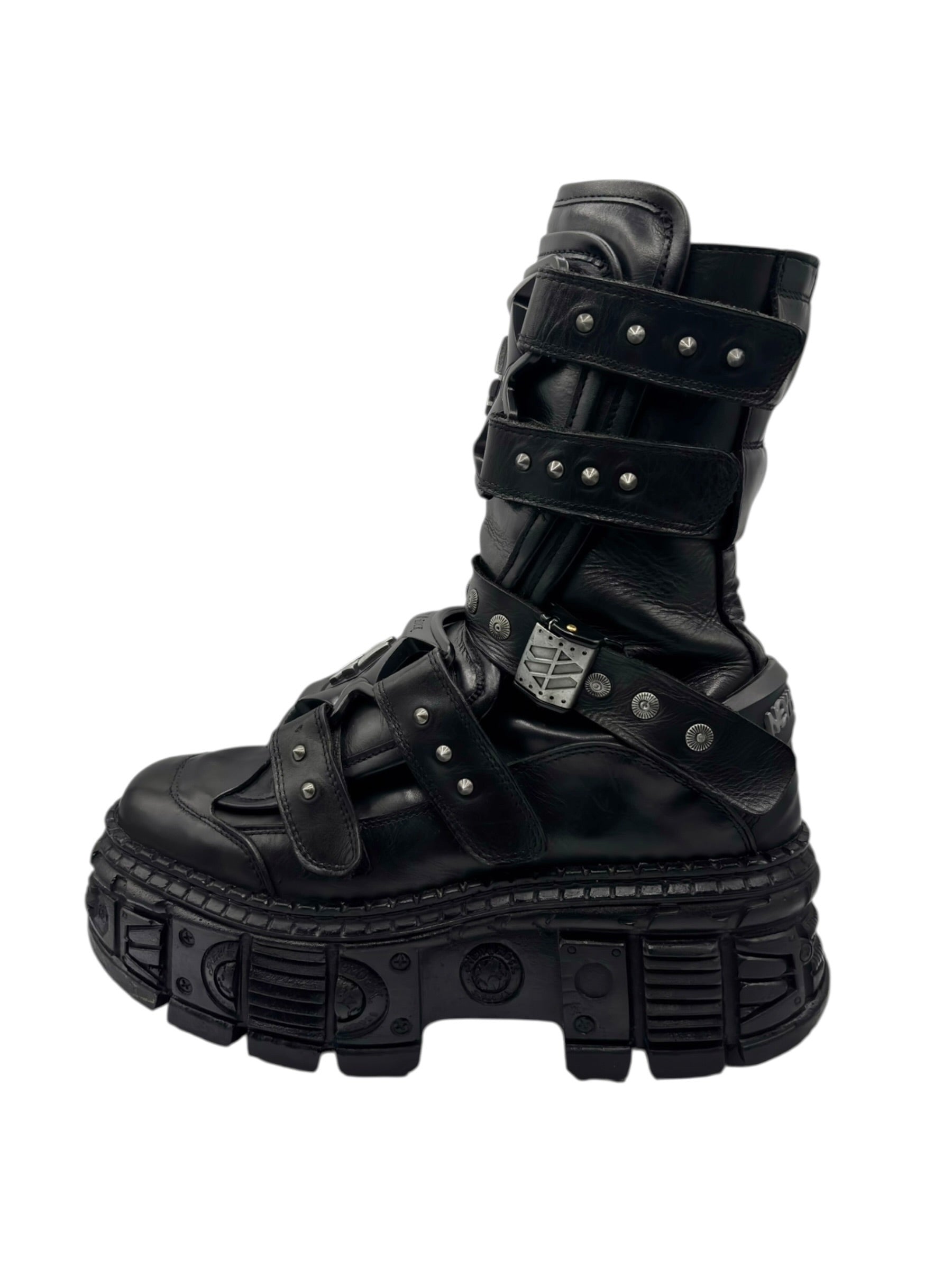 Vintage New Rock gamer leather platform boots size 43