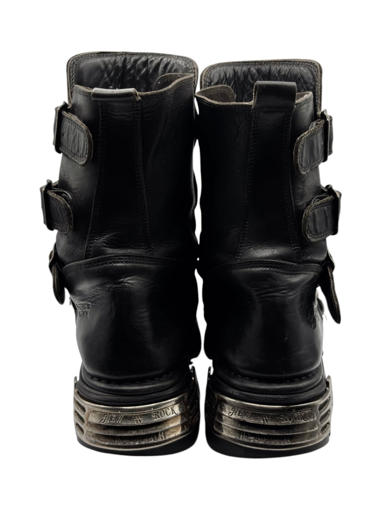 Vintage New Rock grey flame mid-calf reactor leather boots