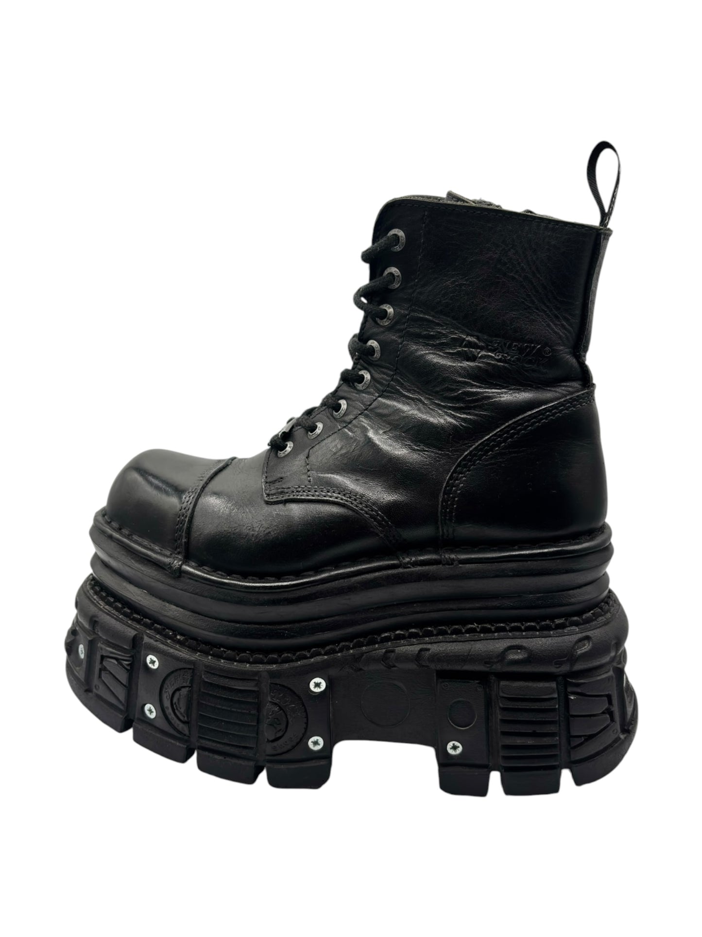 New Rock mega platform techno leather boots