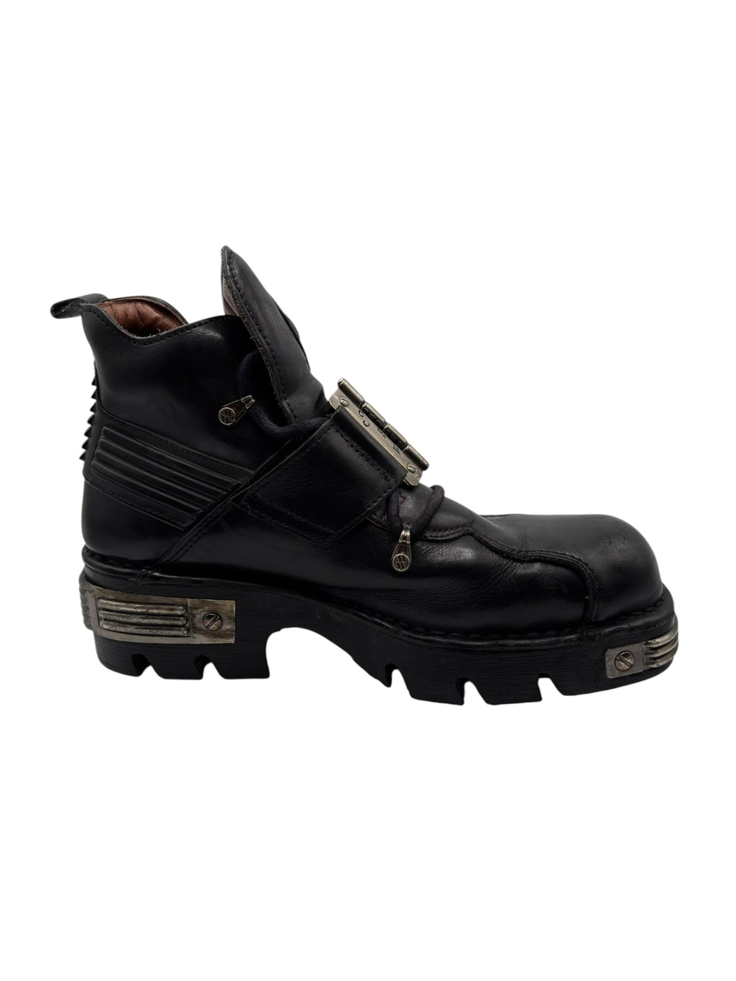 Vintage New Rock metal plate leather platform boots