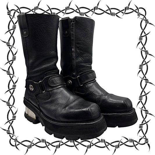 Vintage New Rock leather biker boots