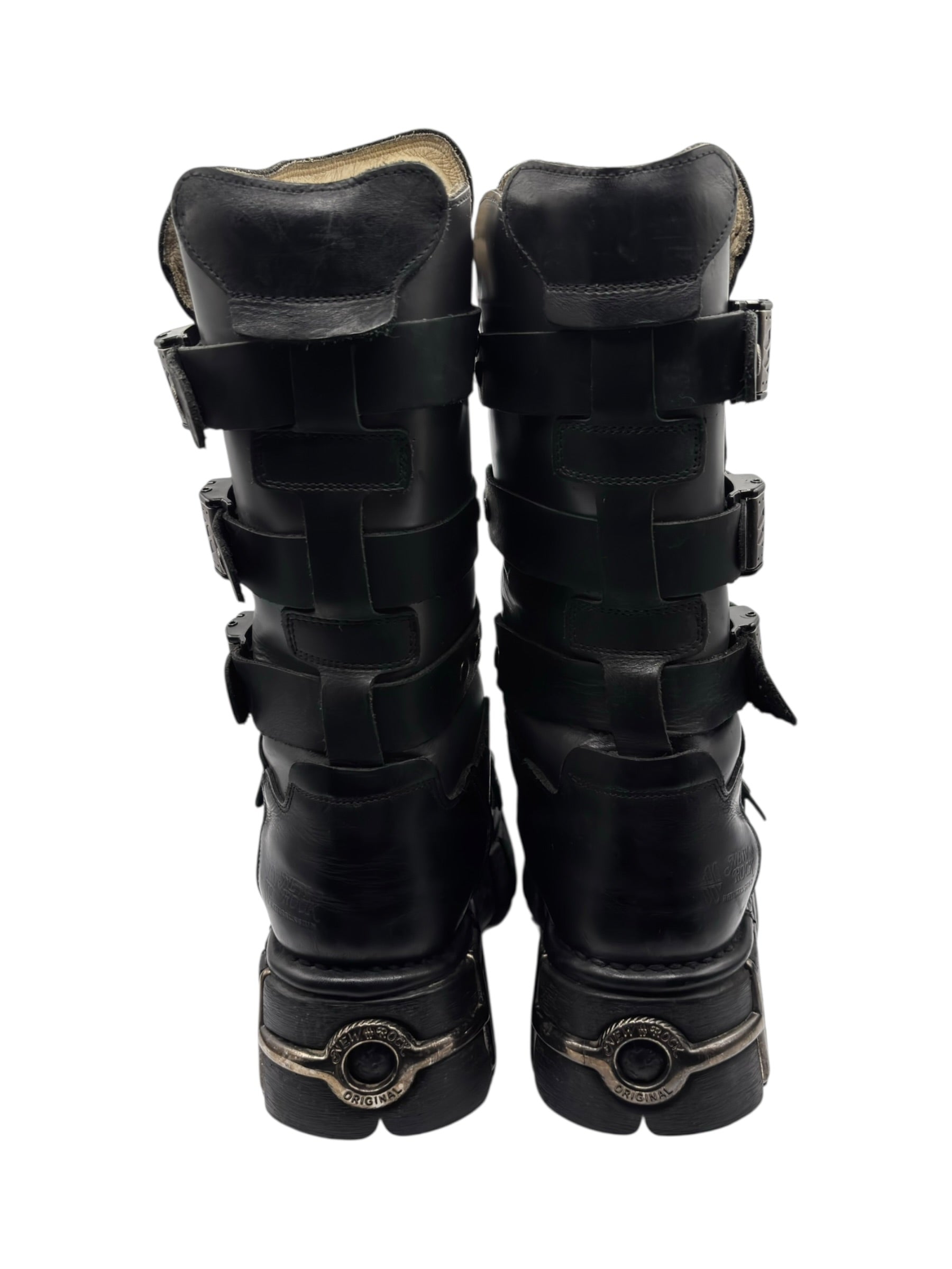 Vintage New Rock knee high studded platform boots size 43