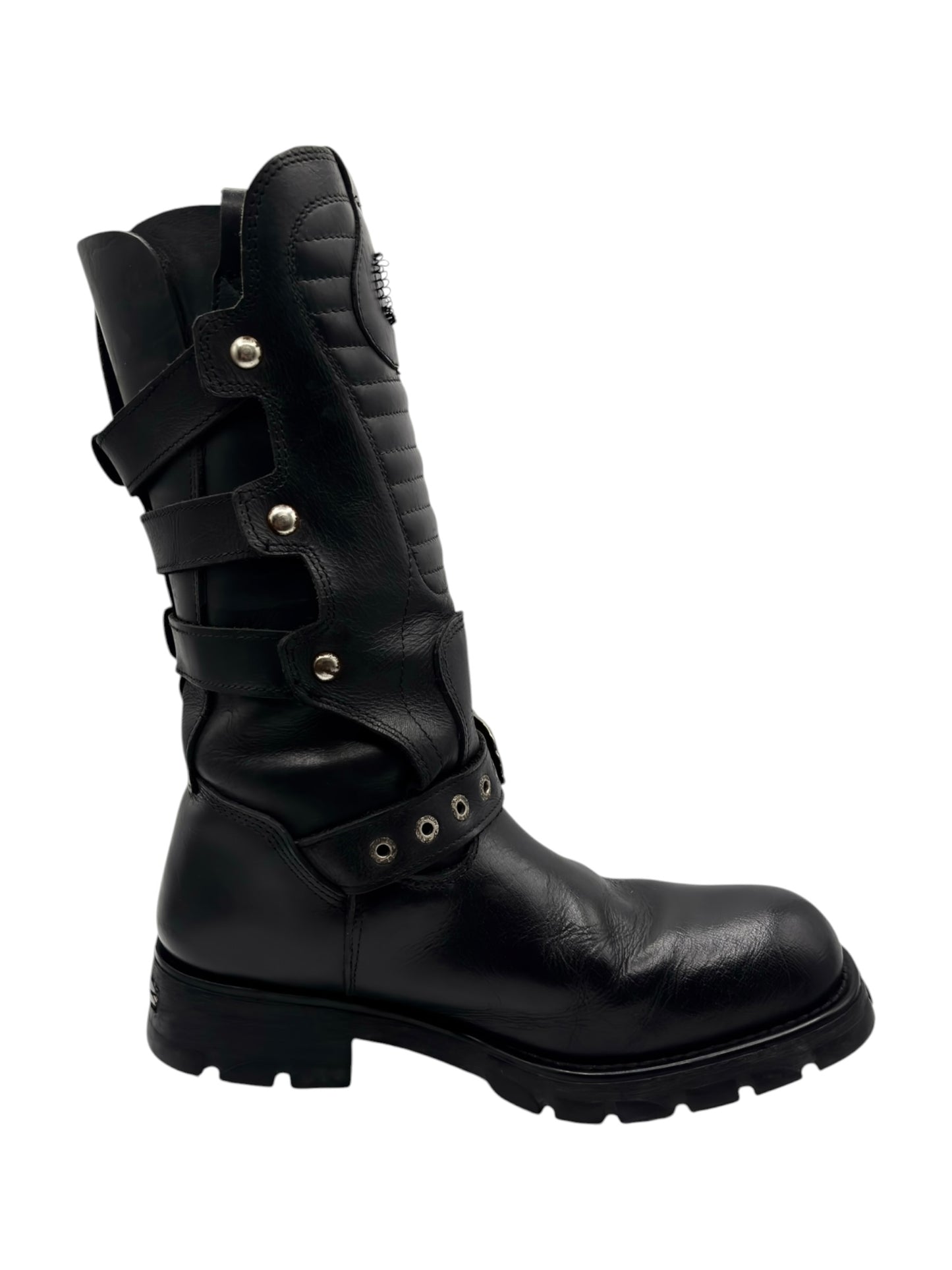 Vintage New Rock mid-calf leather biker boots