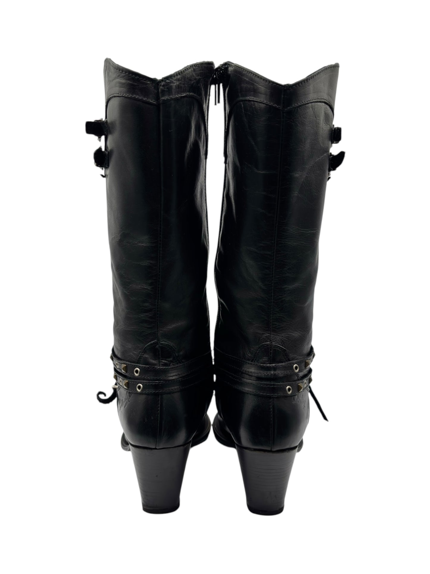 Vintage Destroy knee high pointy leather boots
