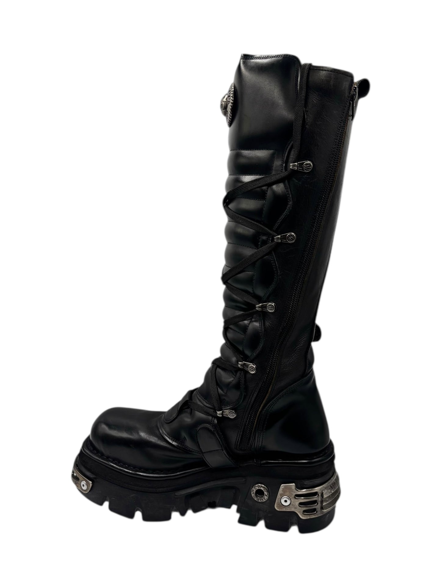 Vintage New Rock knee high reactor leather boots size 39