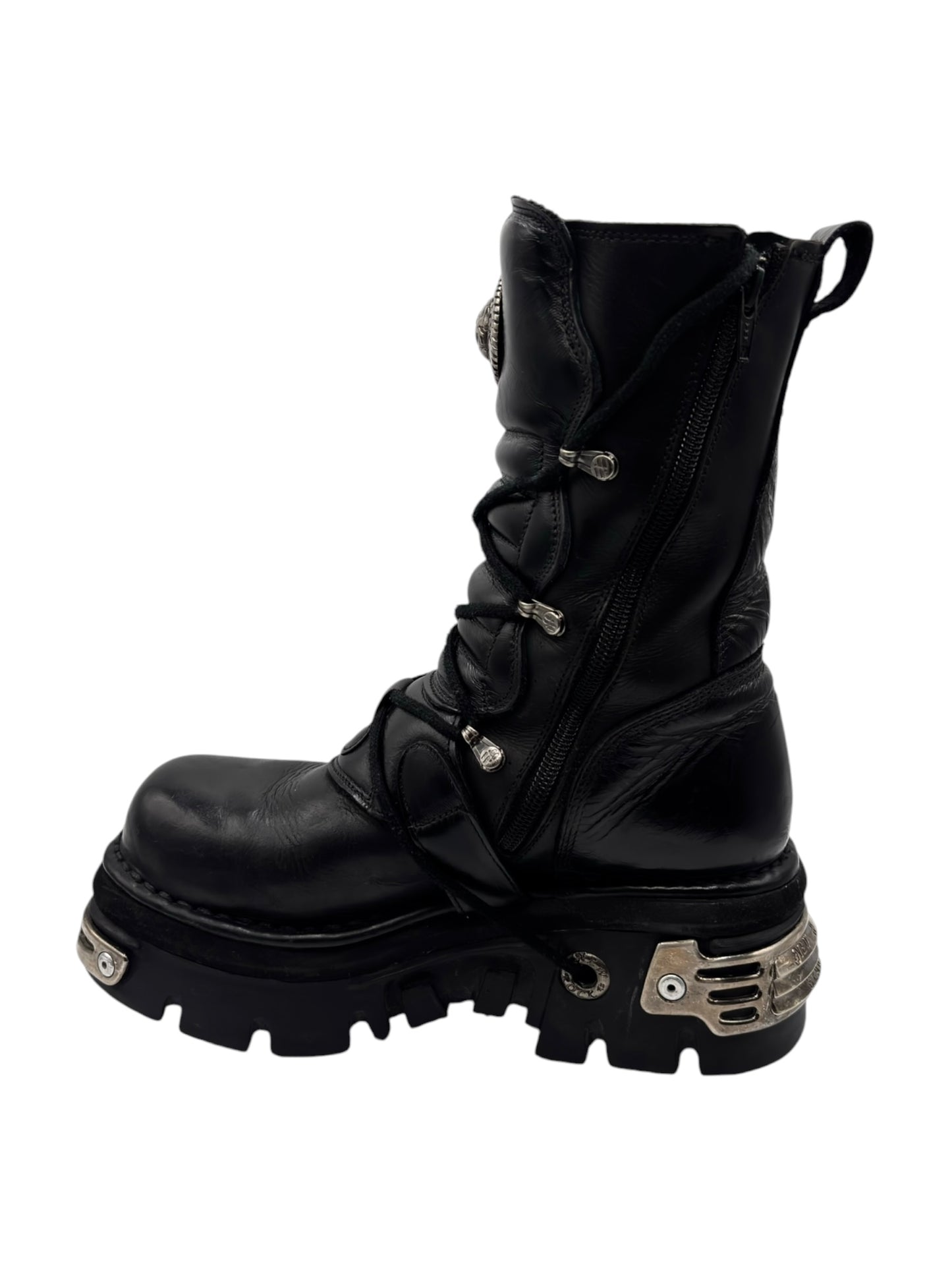 Vintage New Rock reactor mid-calf leather boots