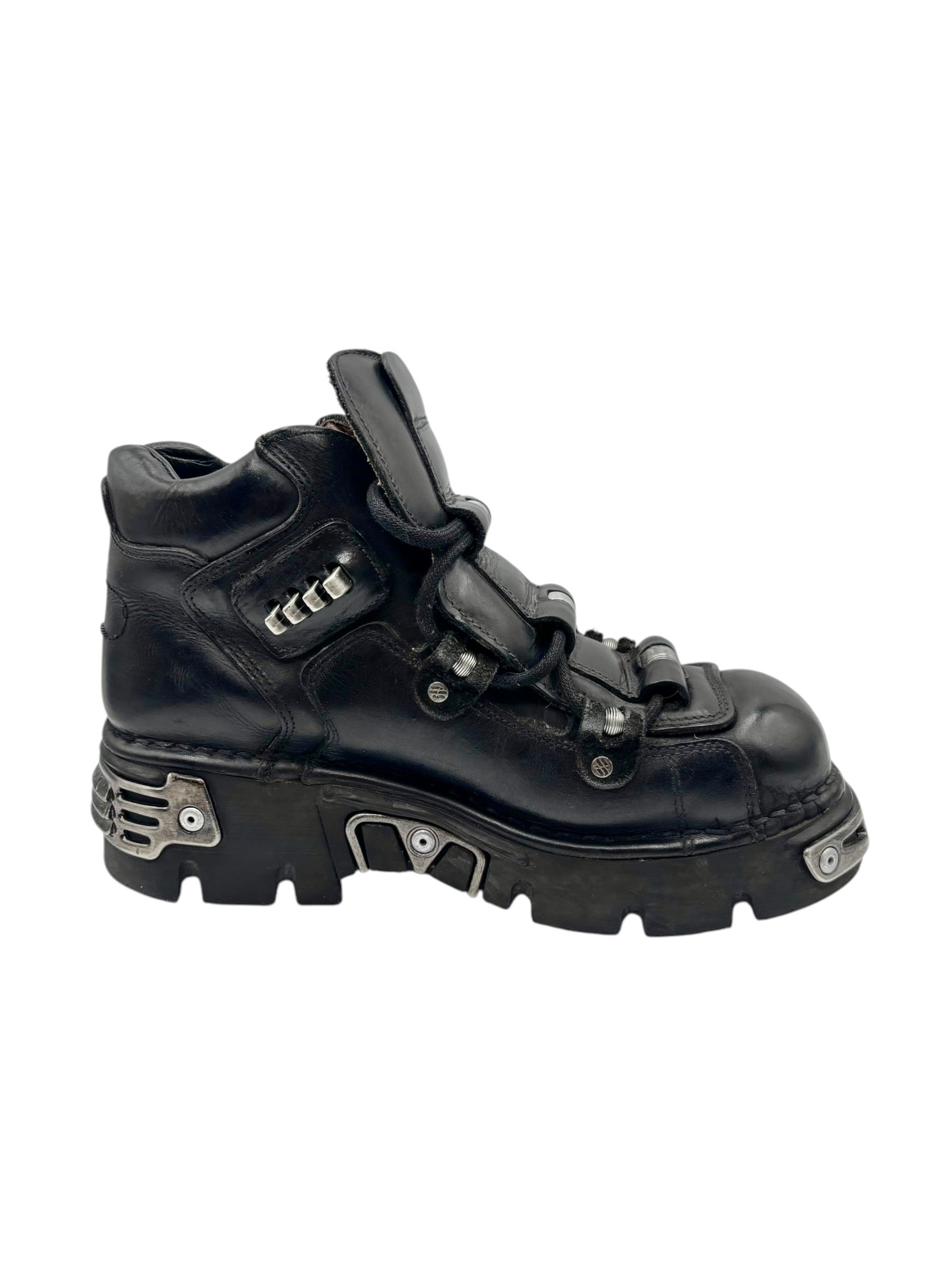 Vintage New Rock techno leather platform boots size 43