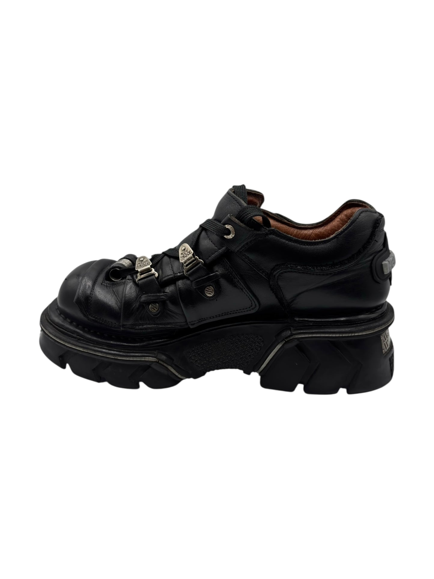 Vintage New Rock avant garde lace-up leather platform boots size 42