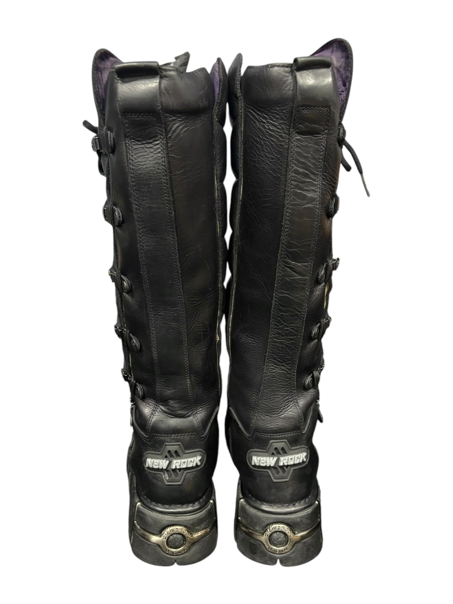 Vintage New Rock lace up leather boots size 44