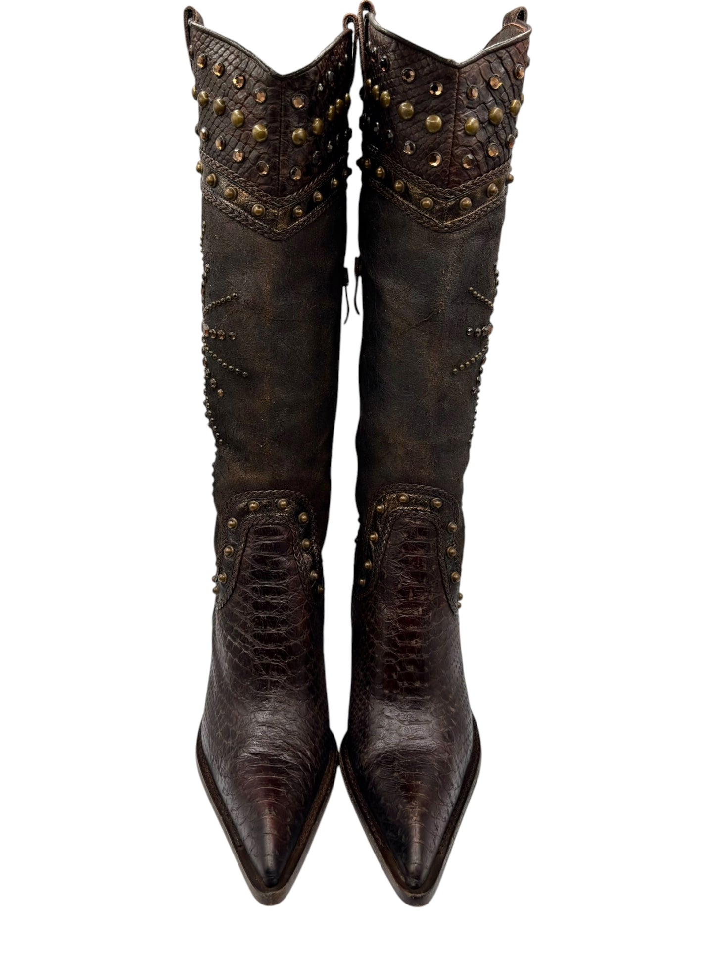 Beautiful vintage El Dantes knee high pointy gem boots