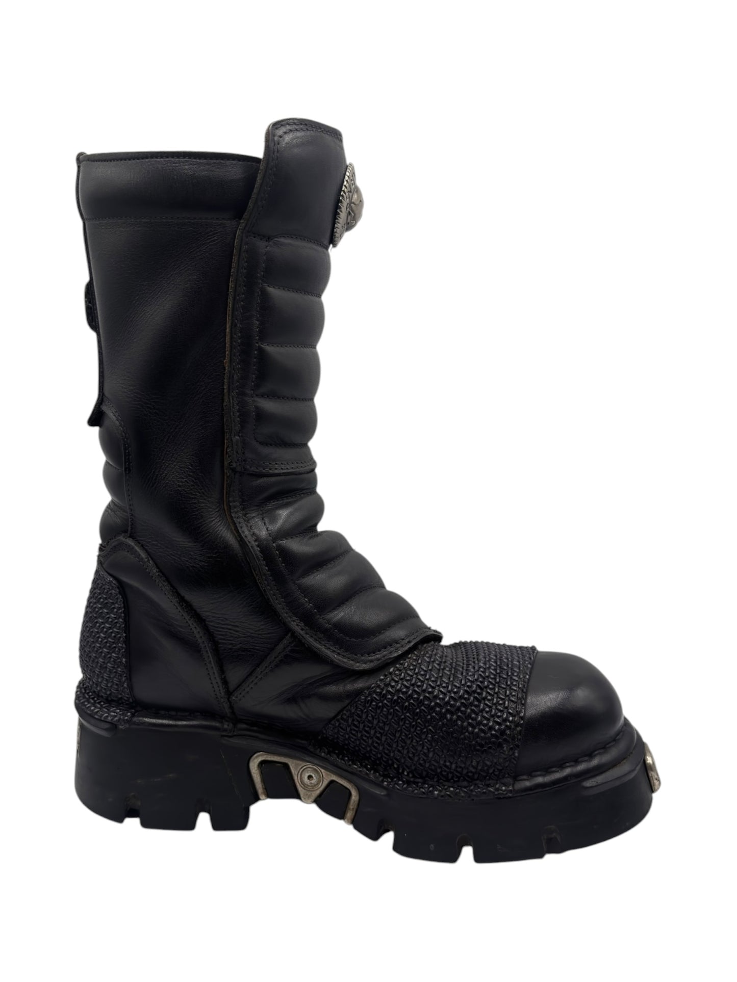 Vintage New Rock knee high velcro leather platform boots