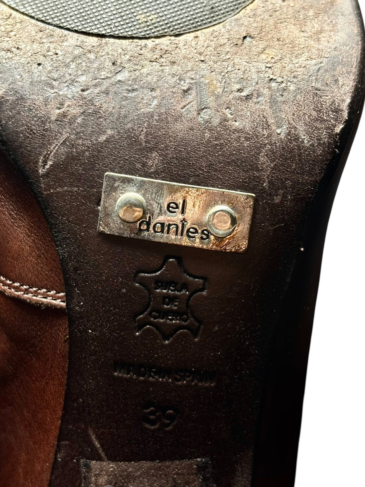 Vintage El Dantes leather knee-high boot sole with brand plaque