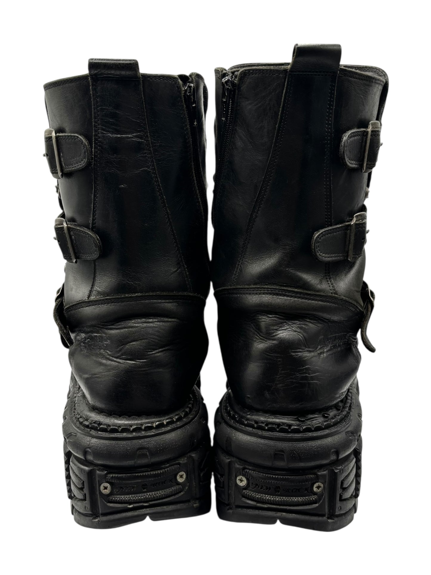 Vintage New Rock techno leather platform boots size 46