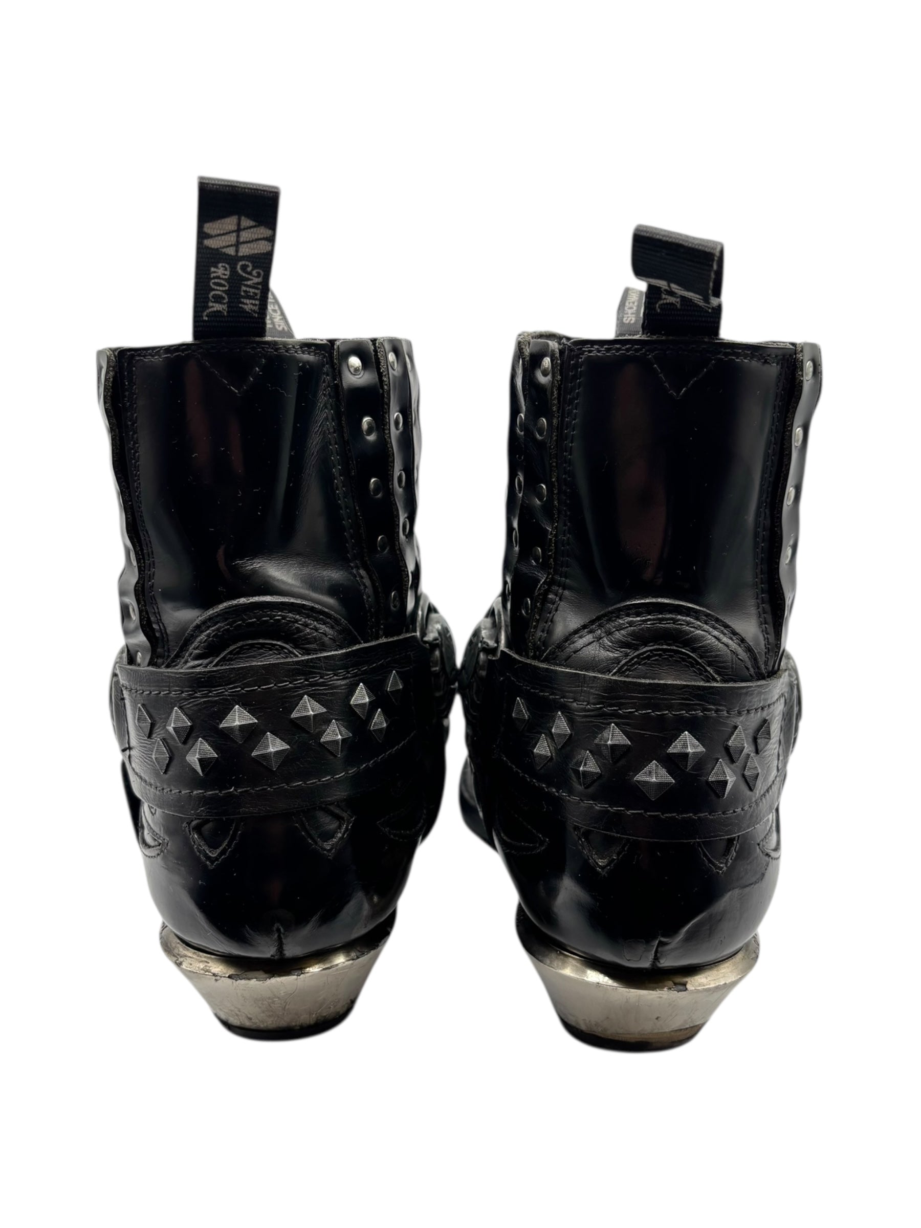 Vintage New Rock black leather cowboy boots size 45