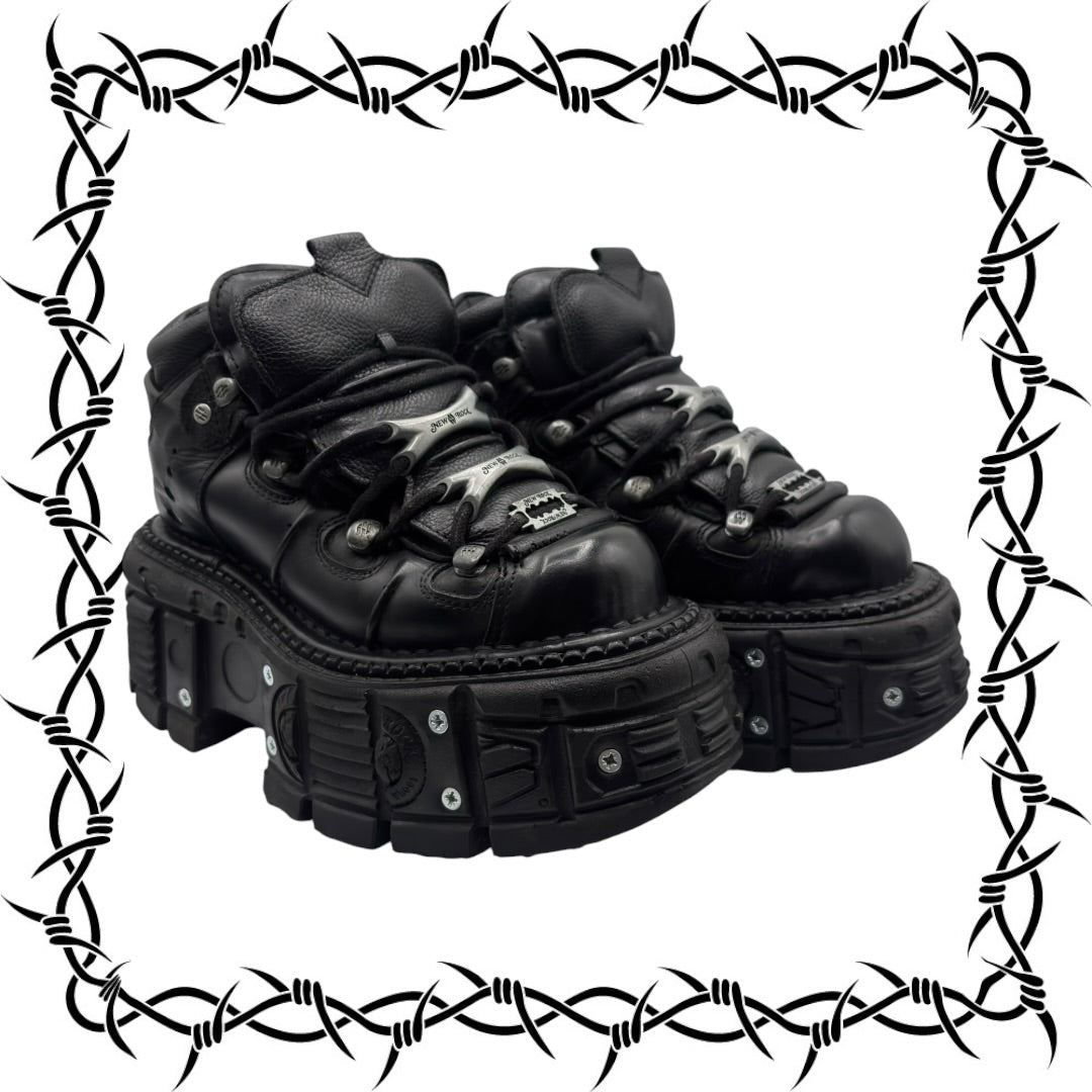 Vintage New Rock tank leather platform boots