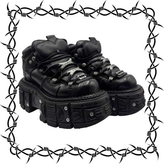 Vintage New Rock tank leather platform boots